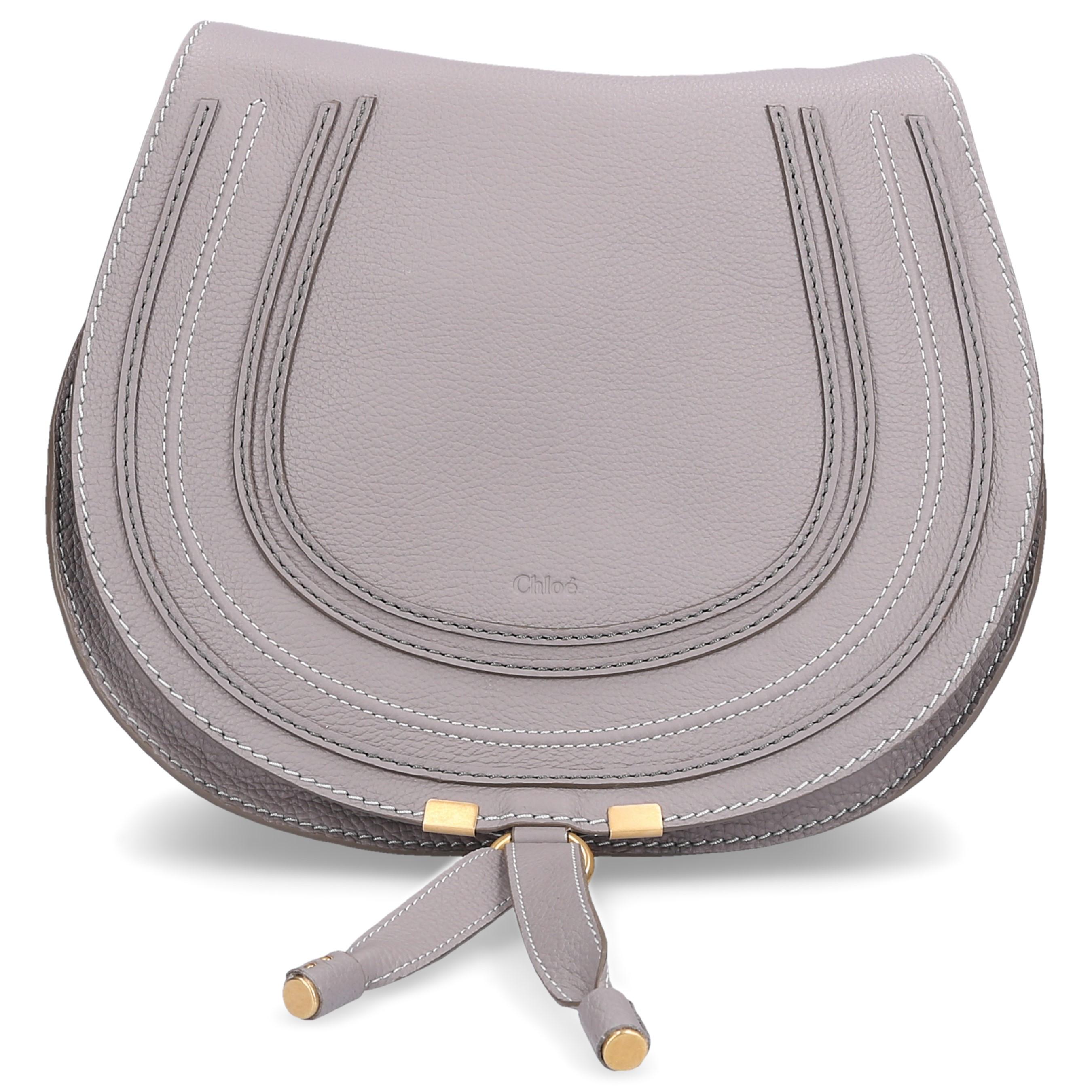 Chloé Marcie Small Leather Crossbody Saddle Bag in Grey (Gray) - Save ...