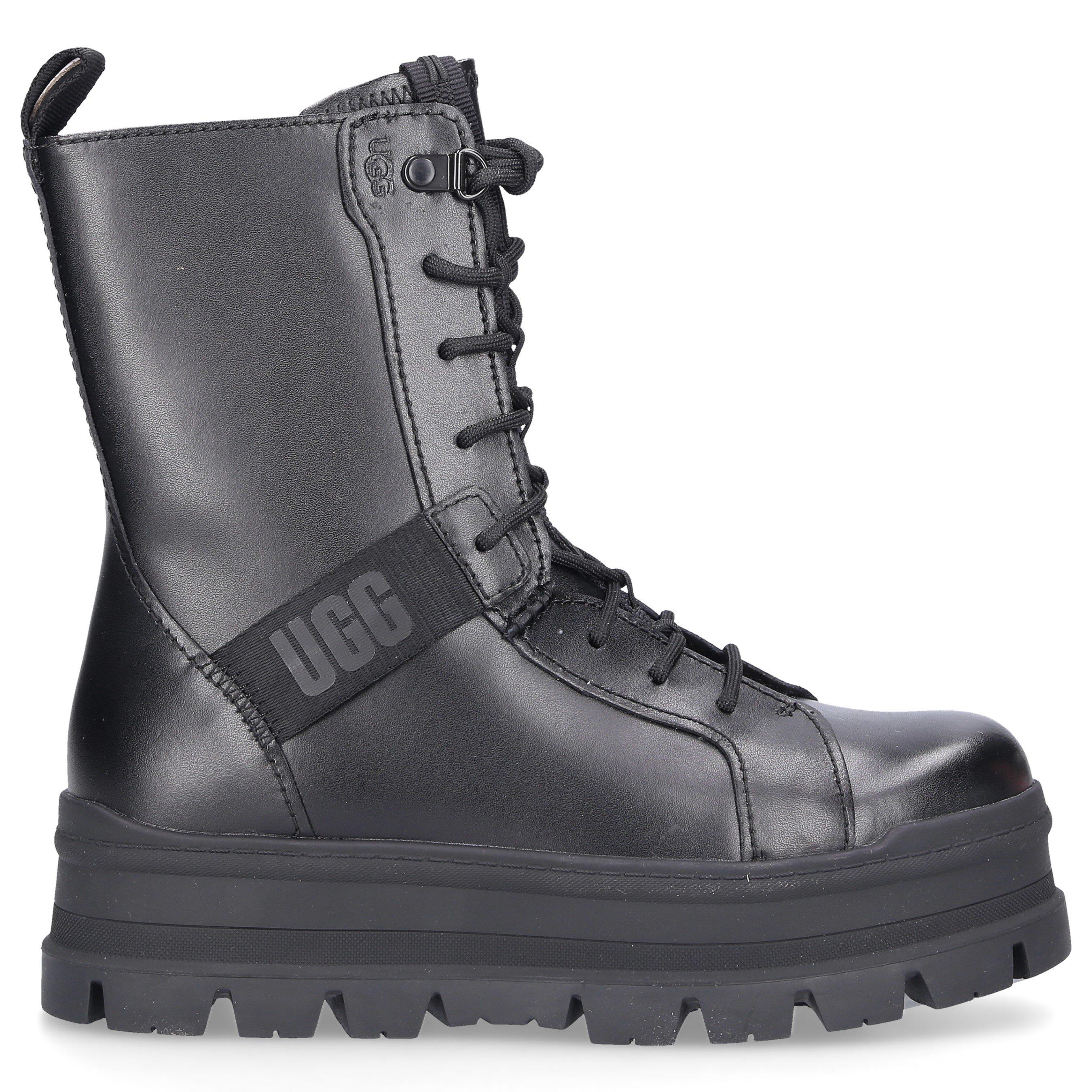 UGG Sheena Waterproof Leather Boots in Black | Lyst