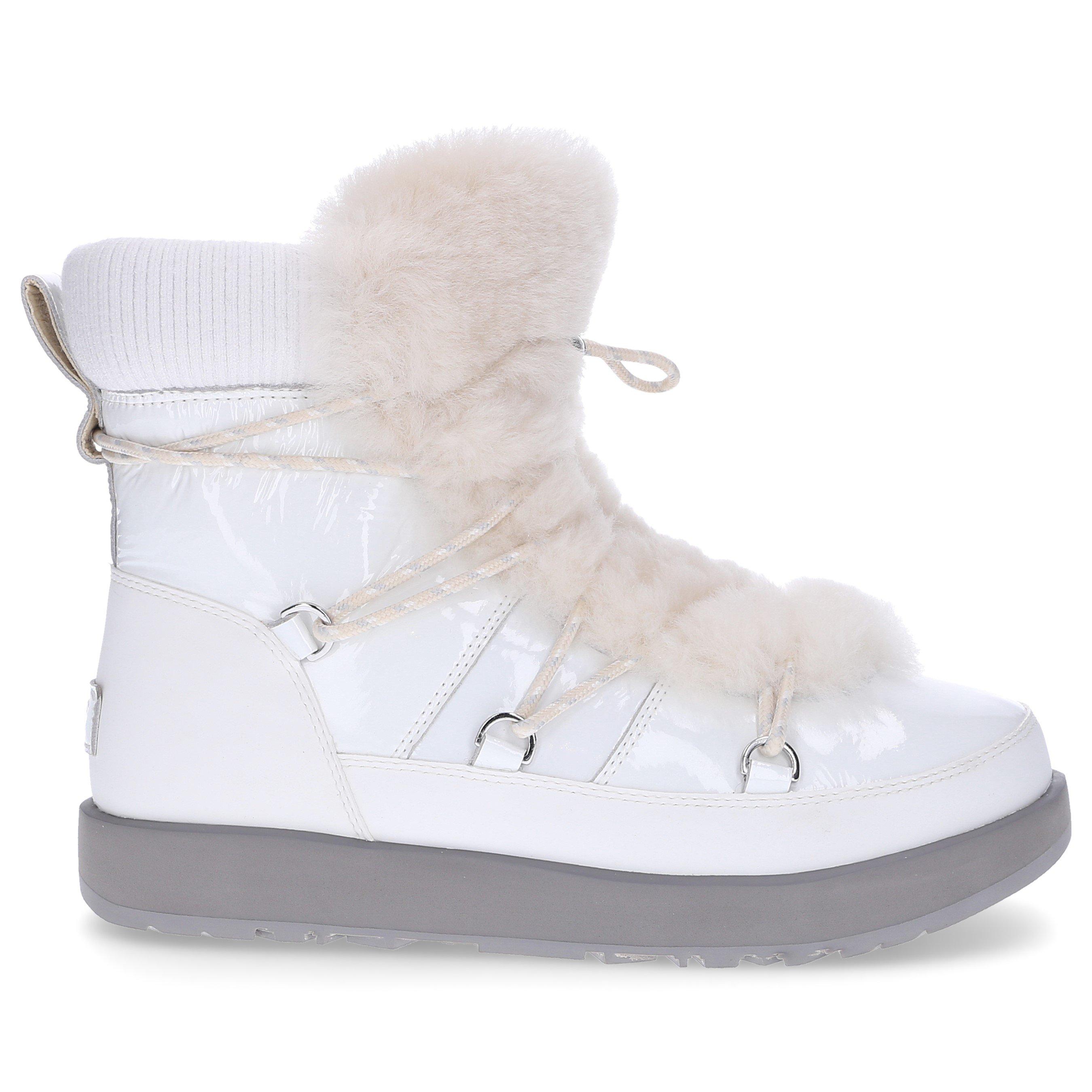 UGG Women's Highland Round Toe Leather & Sheepskin Waterproof Boots in  White | Lyst