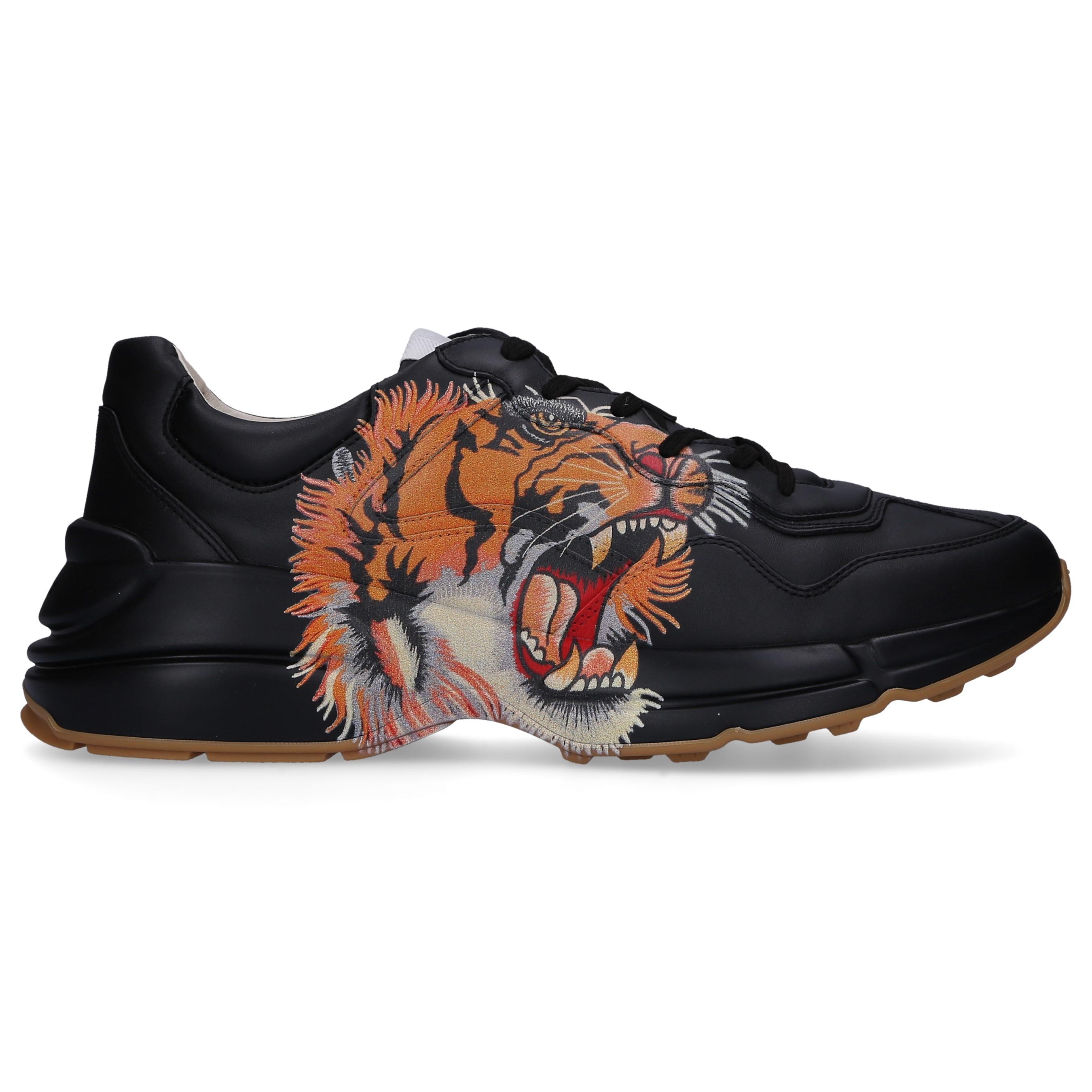 Gucci Rhyton Leather Sneaker With Tiger in Black for Men | Lyst