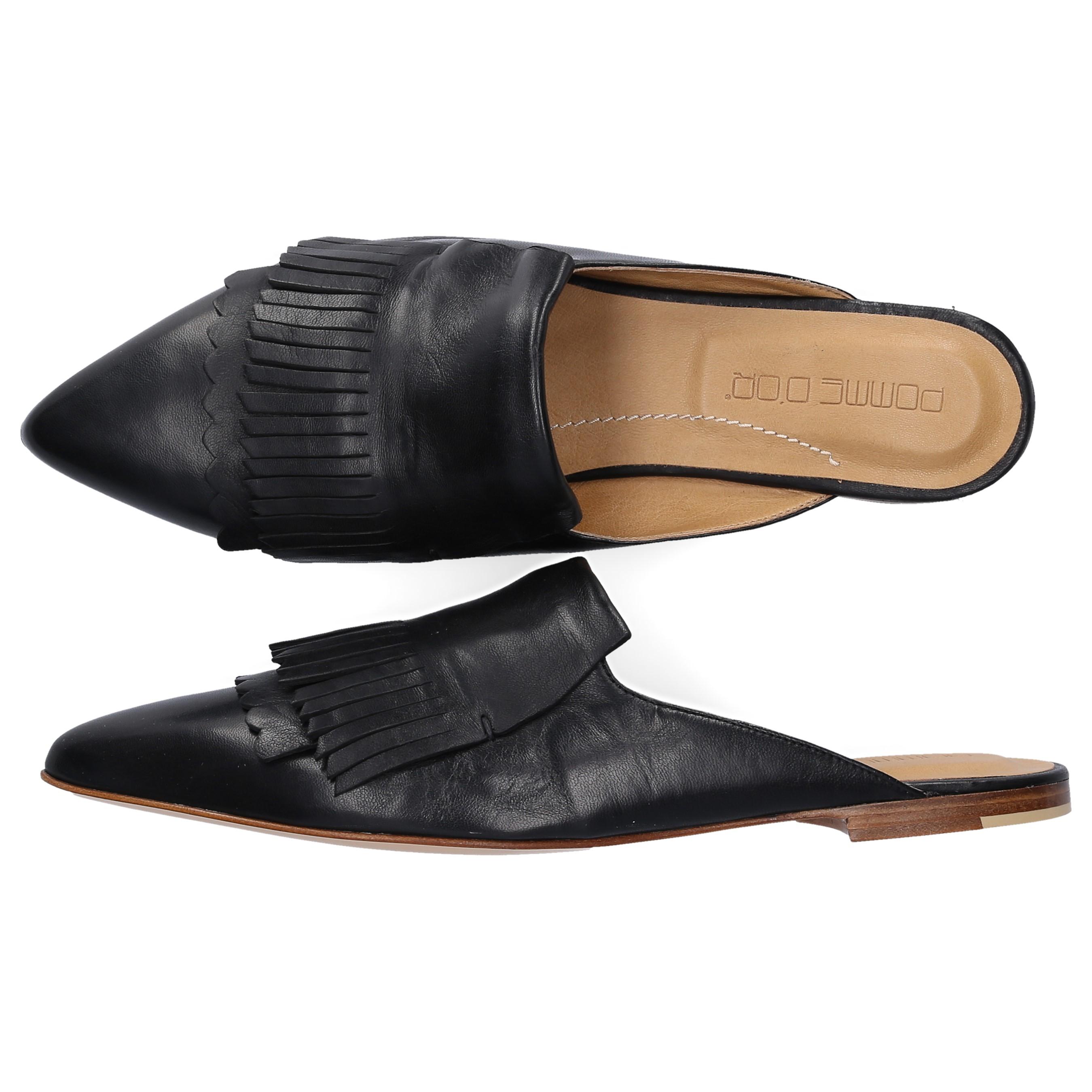 Pomme D'or Leather Slip On Shoes Sabot in Black - Lyst