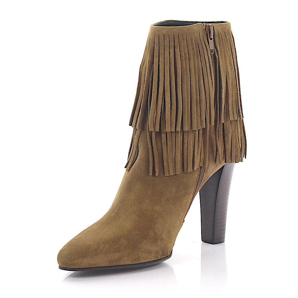 Saint Laurent Suede Ankle Boots Beige in Natural - Lyst