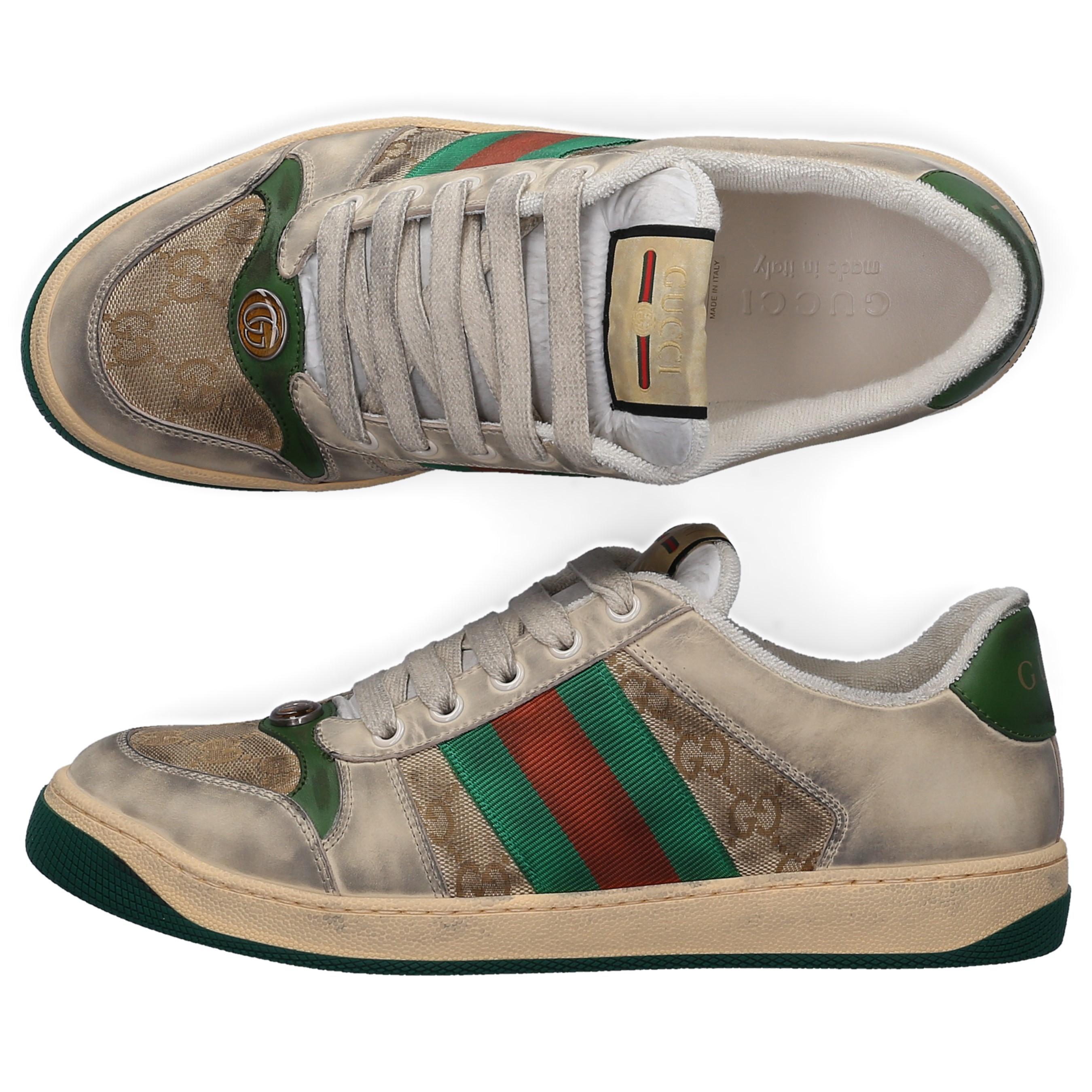 Gucci Screener Leather Trainers in Green for Men - Save 29% - Lyst
