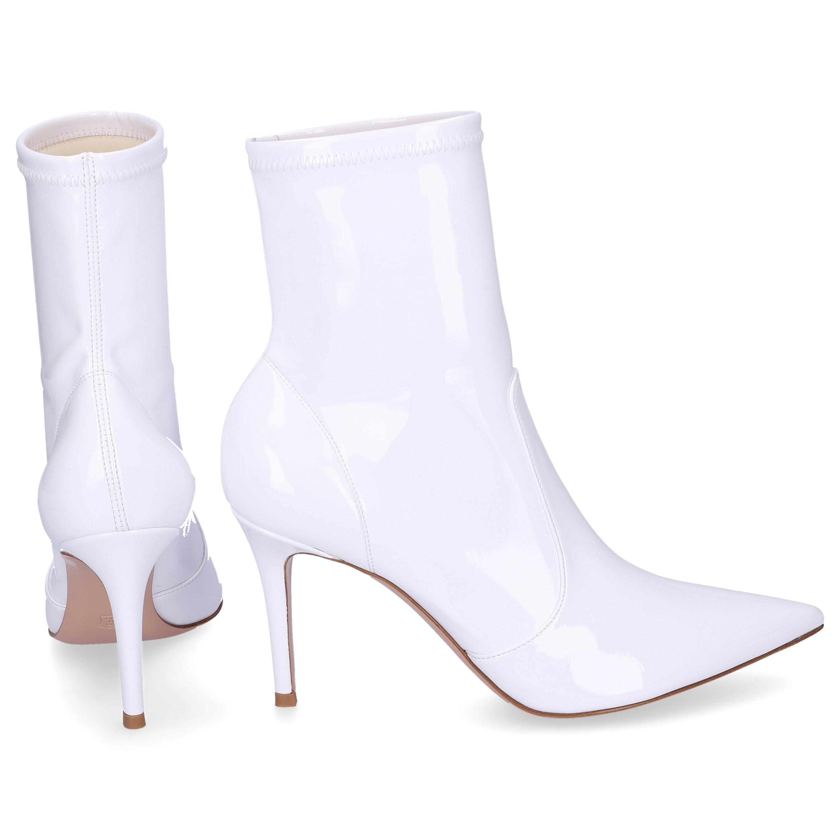 white patent booties