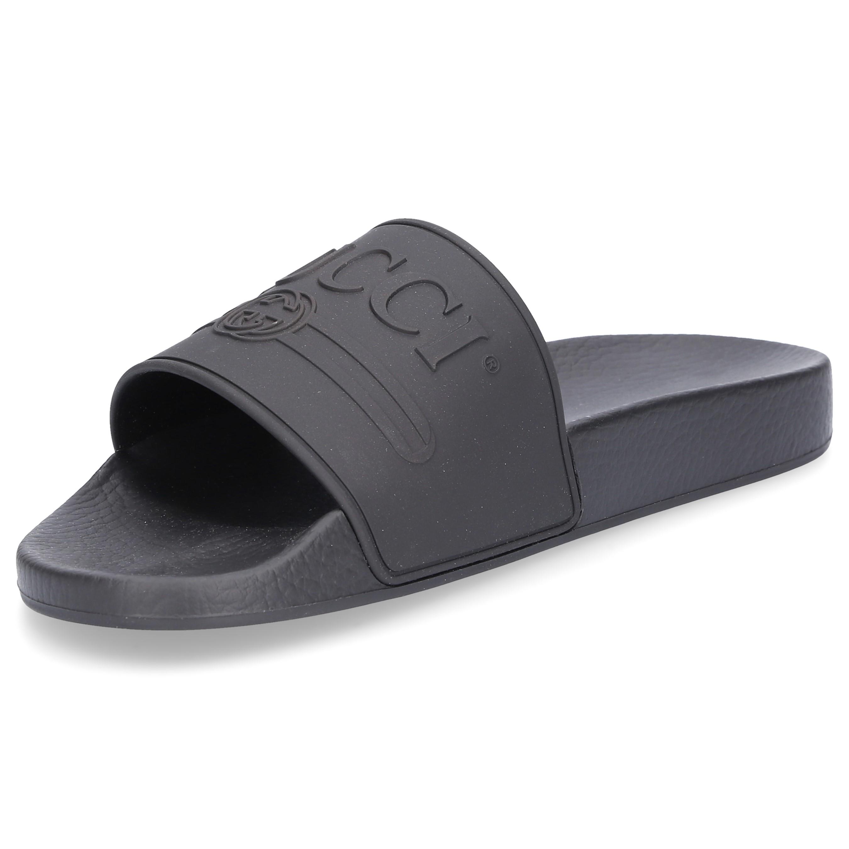 Gucci Beach Sandals 7jcz00 Gum Wovendetails Black for Men