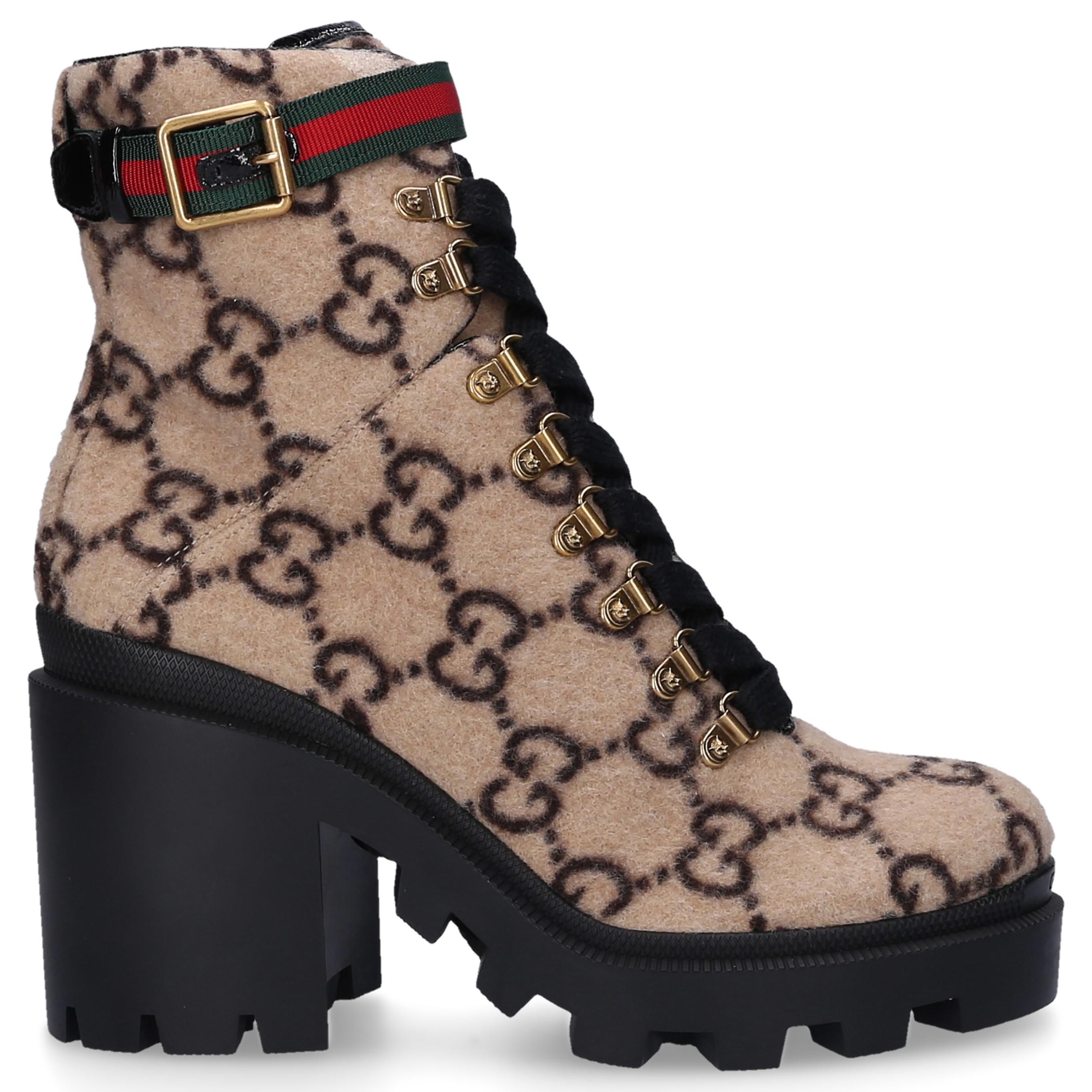 gucci beige wool gg ankle boots