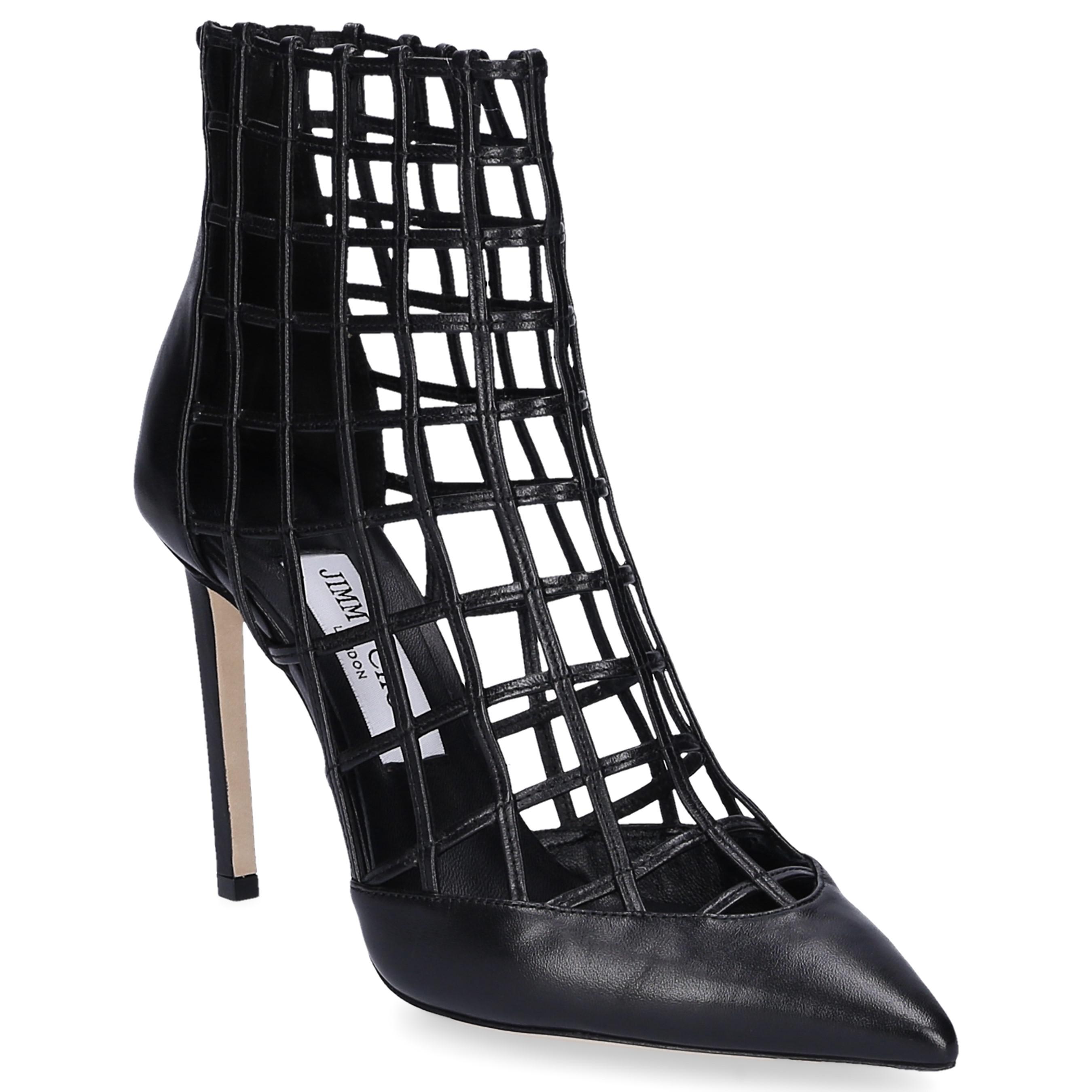 Jimmy Choo Sheldon 100 Leather Caged Bootie in Black - Lyst