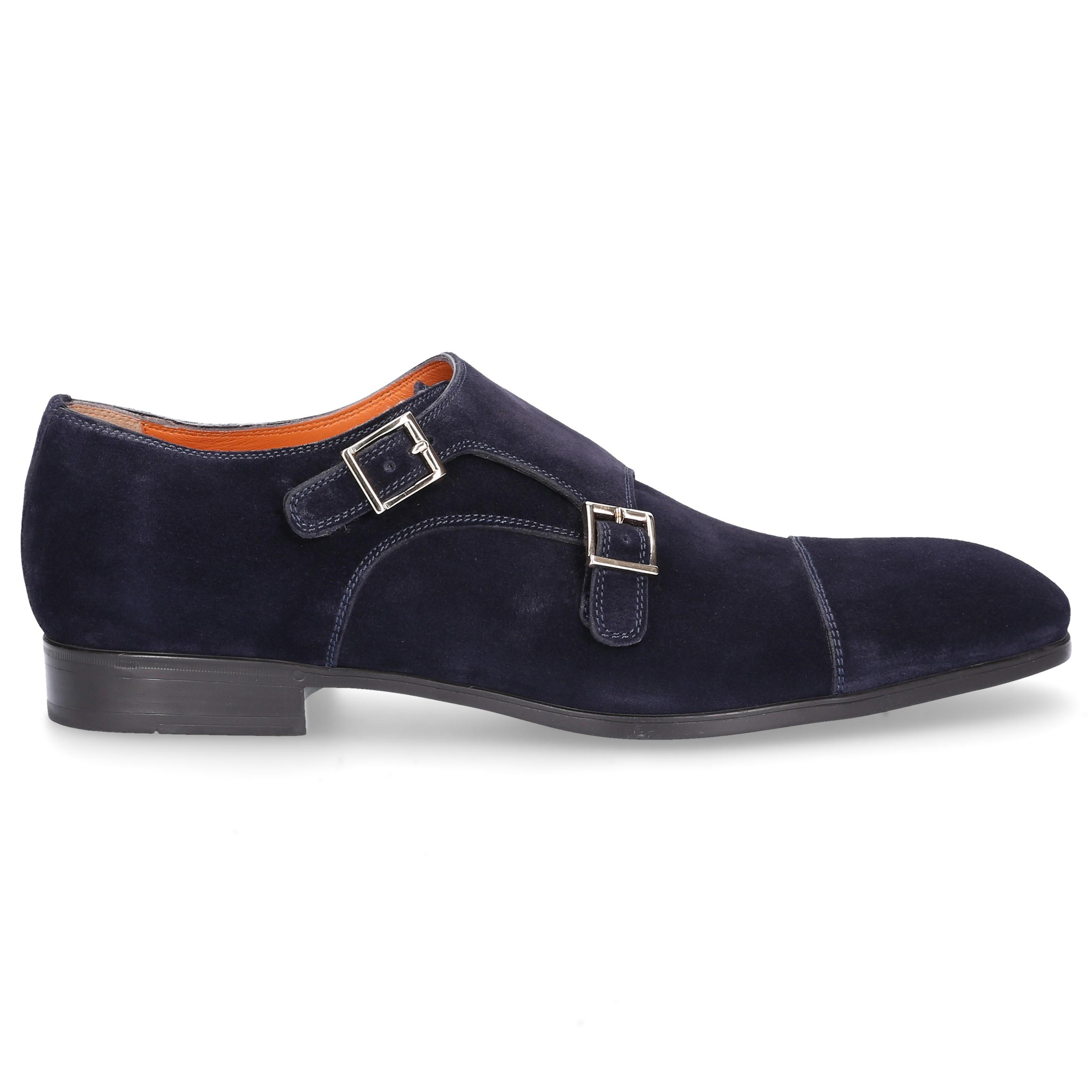 Santoni Suede Monk Shoes 14549 in Blue for Men - Lyst