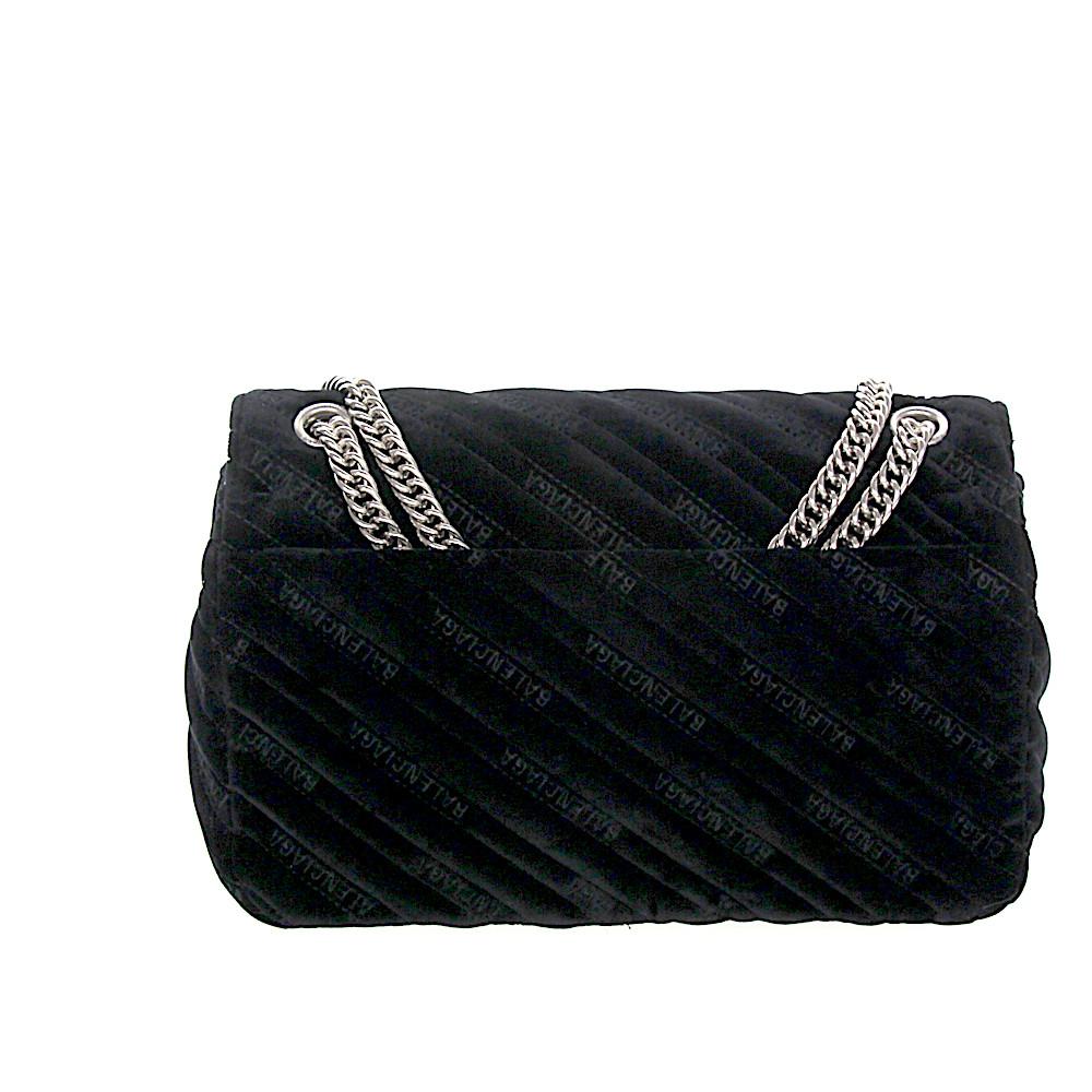 Balenciaga Women Shoulder Bag Bb Velvet Velvet Black Logo - Lyst