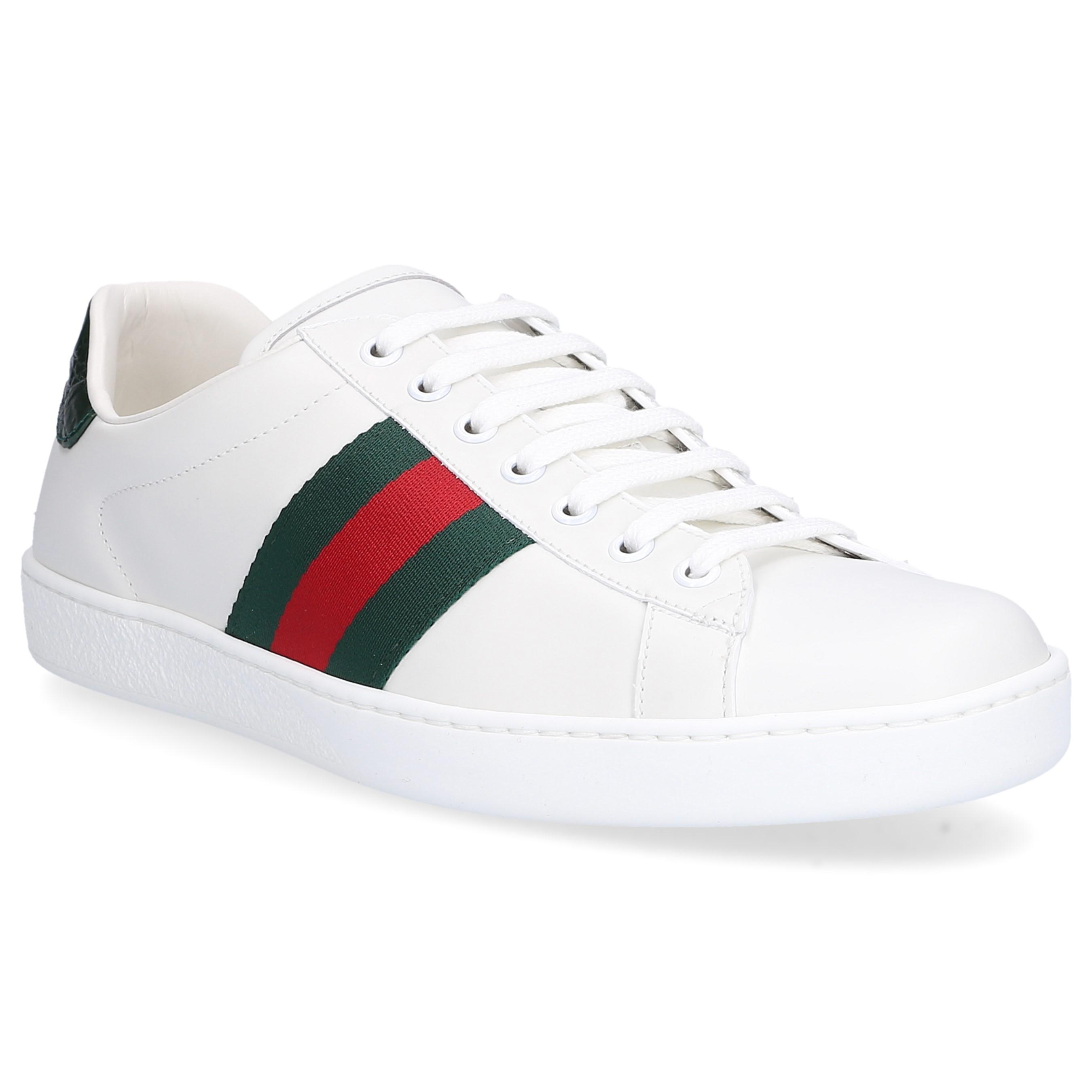 white shoes with red and green stripes