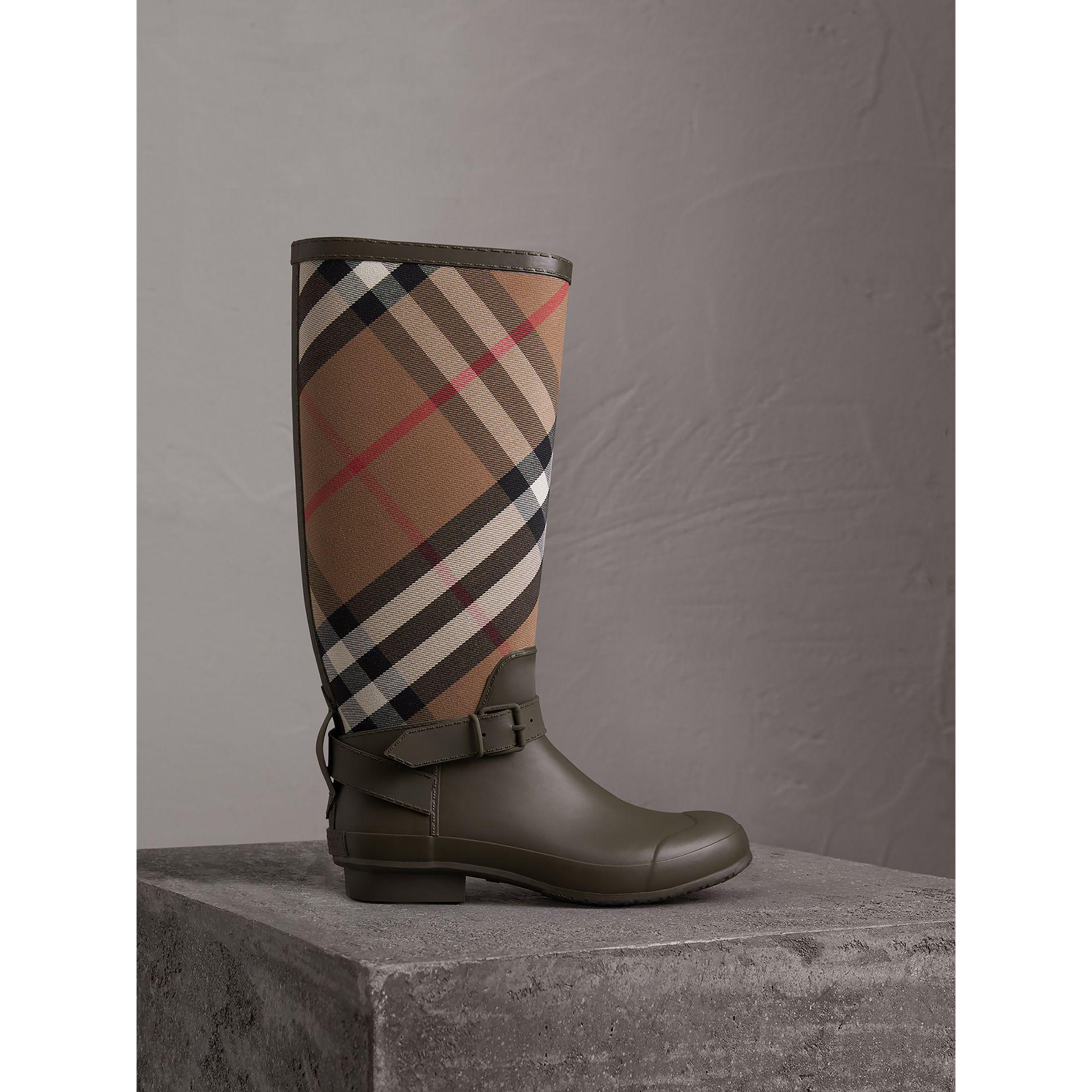 Burberry Belt Detail House Check And Rubber Rain Boots for Men - Lyst