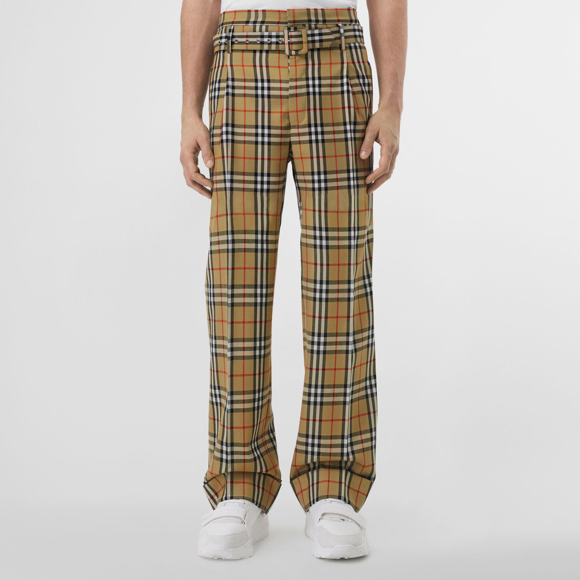 Burberry Vintage Check Wool High-waisted Trousers for Men | Lyst