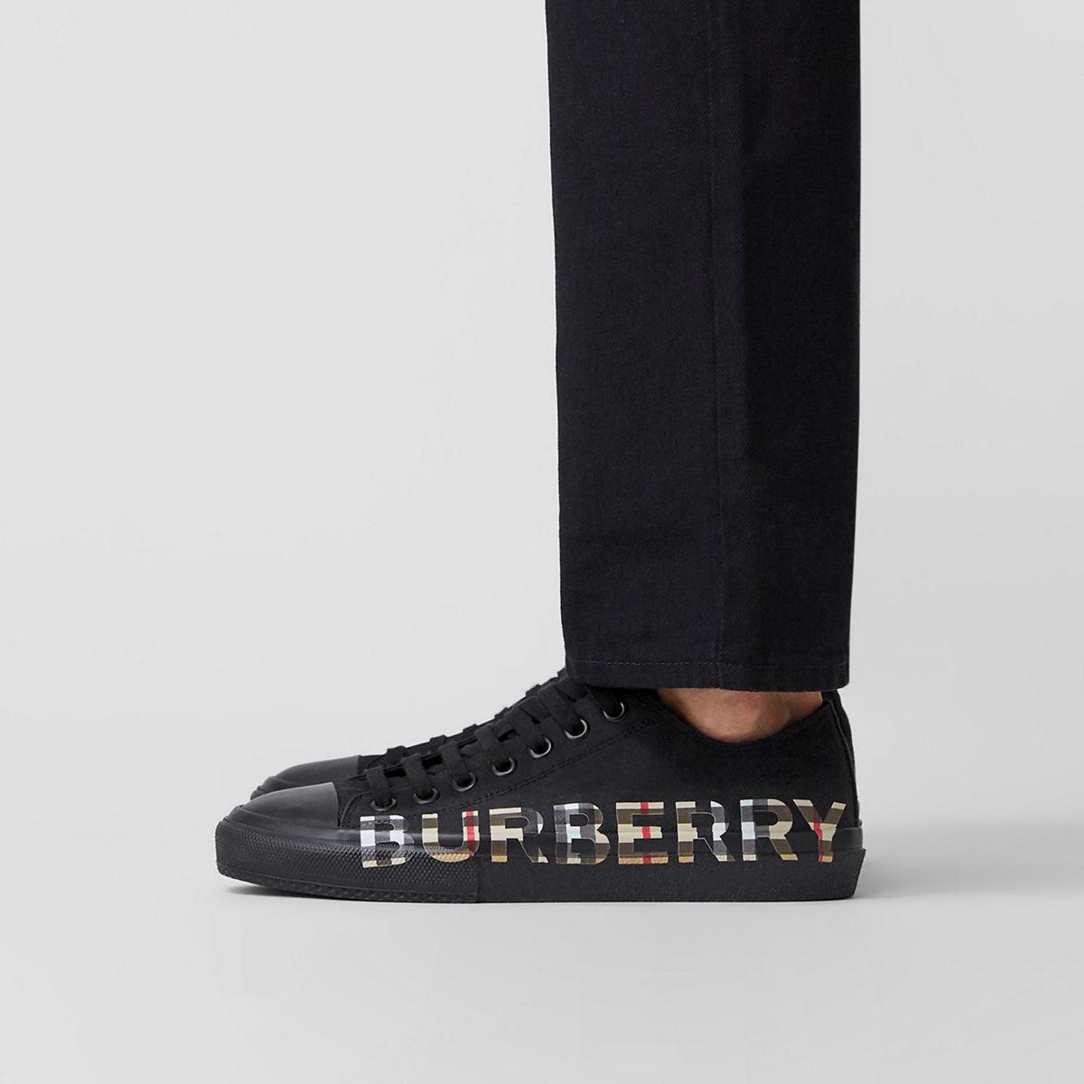 Burberry Cotton Contrast Logo Print Sneakers in Black/Beige (Black) for Men  | Lyst