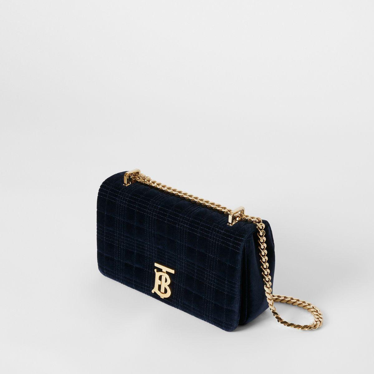 Burberry Small Quilted Velvet Lola Bag in Blue | Lyst