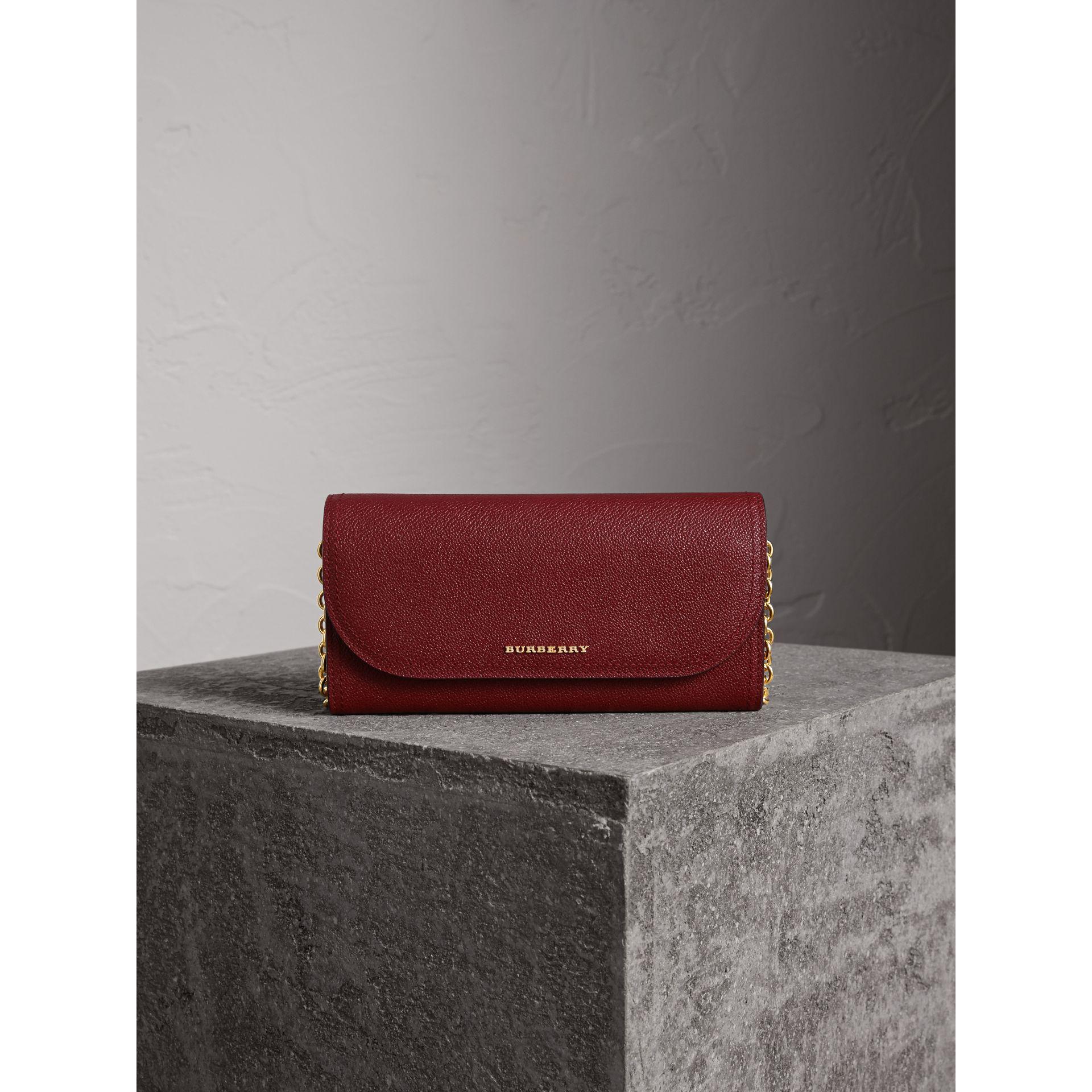 Burberry Leather Wallet With Chain In Burgundy Lyst