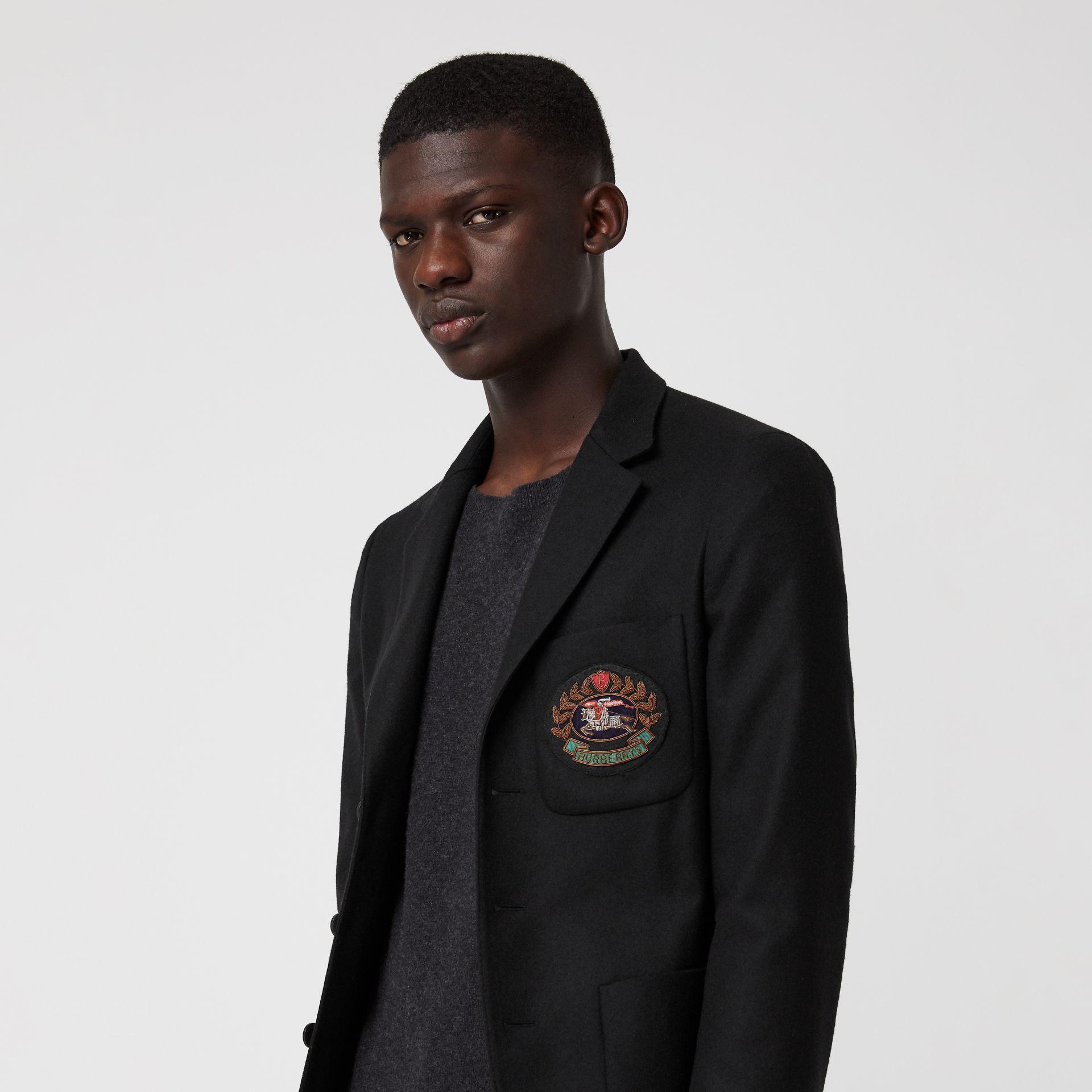 Burberry Slim Fit Embroidered Crest Wool Club Blazer in Black for 