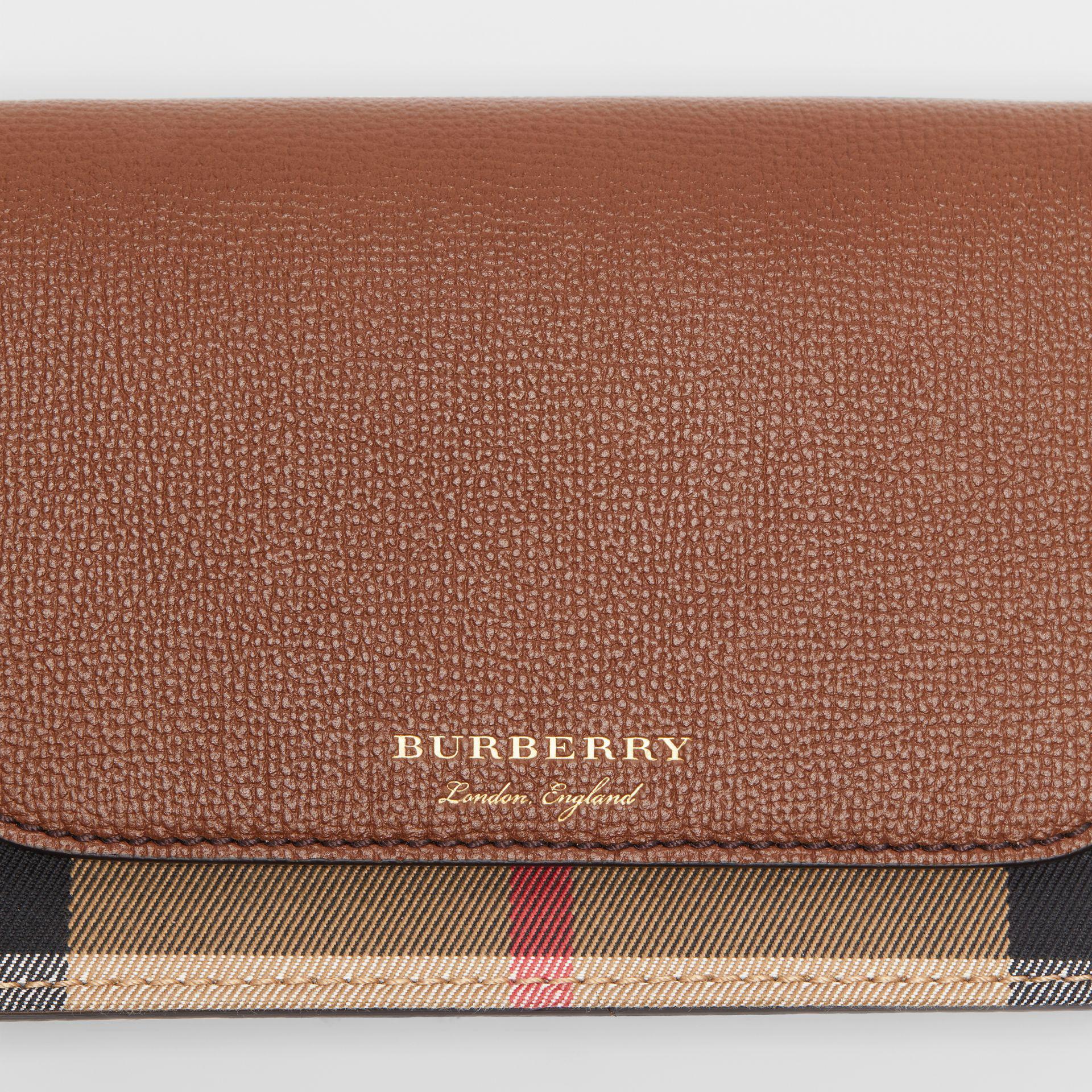 Burberry leather and house check wallet with detachable strap sales