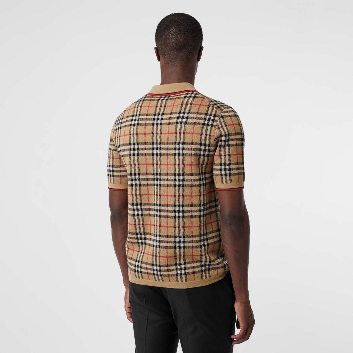 burberry vintage check merino wool polo shirt
