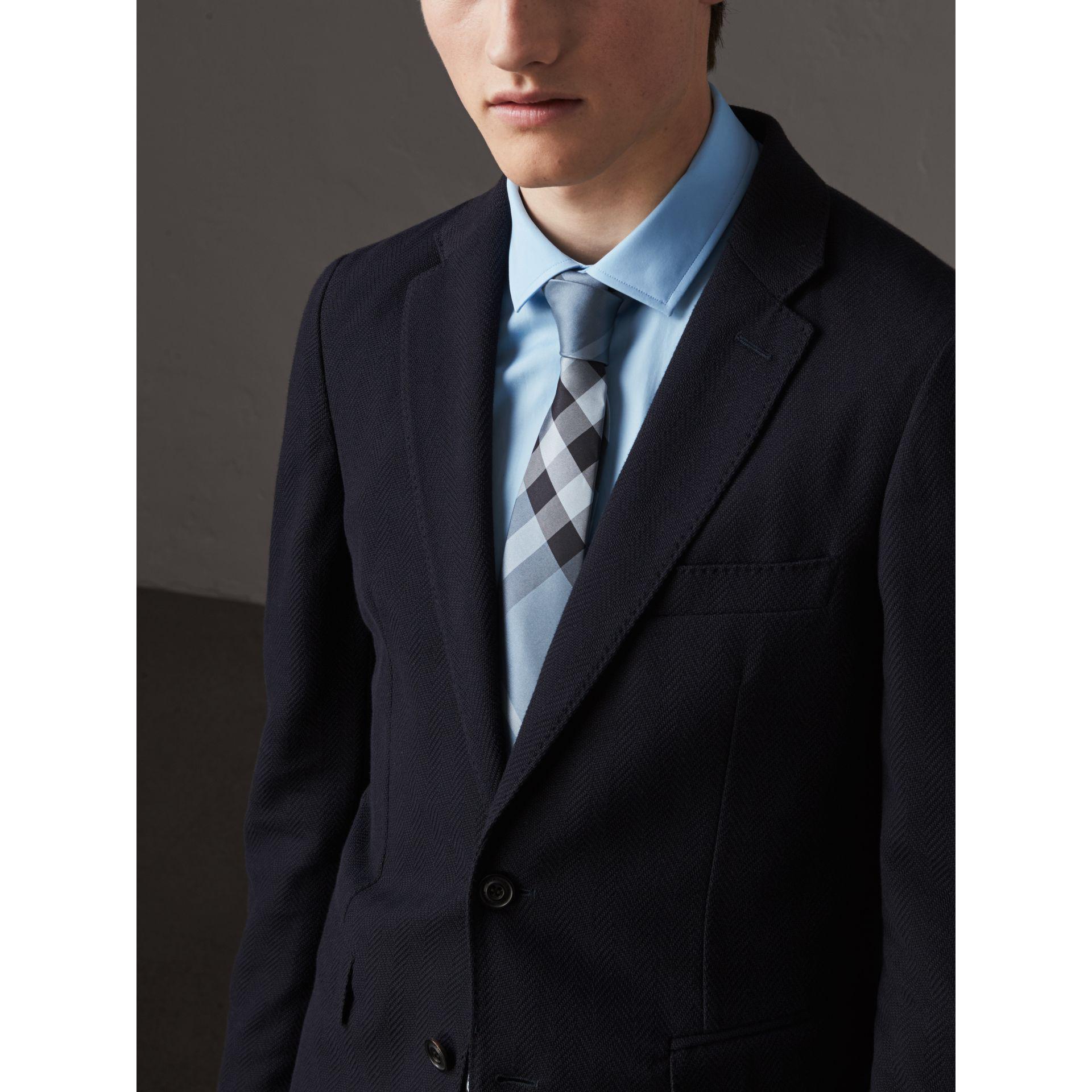 Burberry Modern Cut Check Silk Tie Light Blue for Men | Lyst