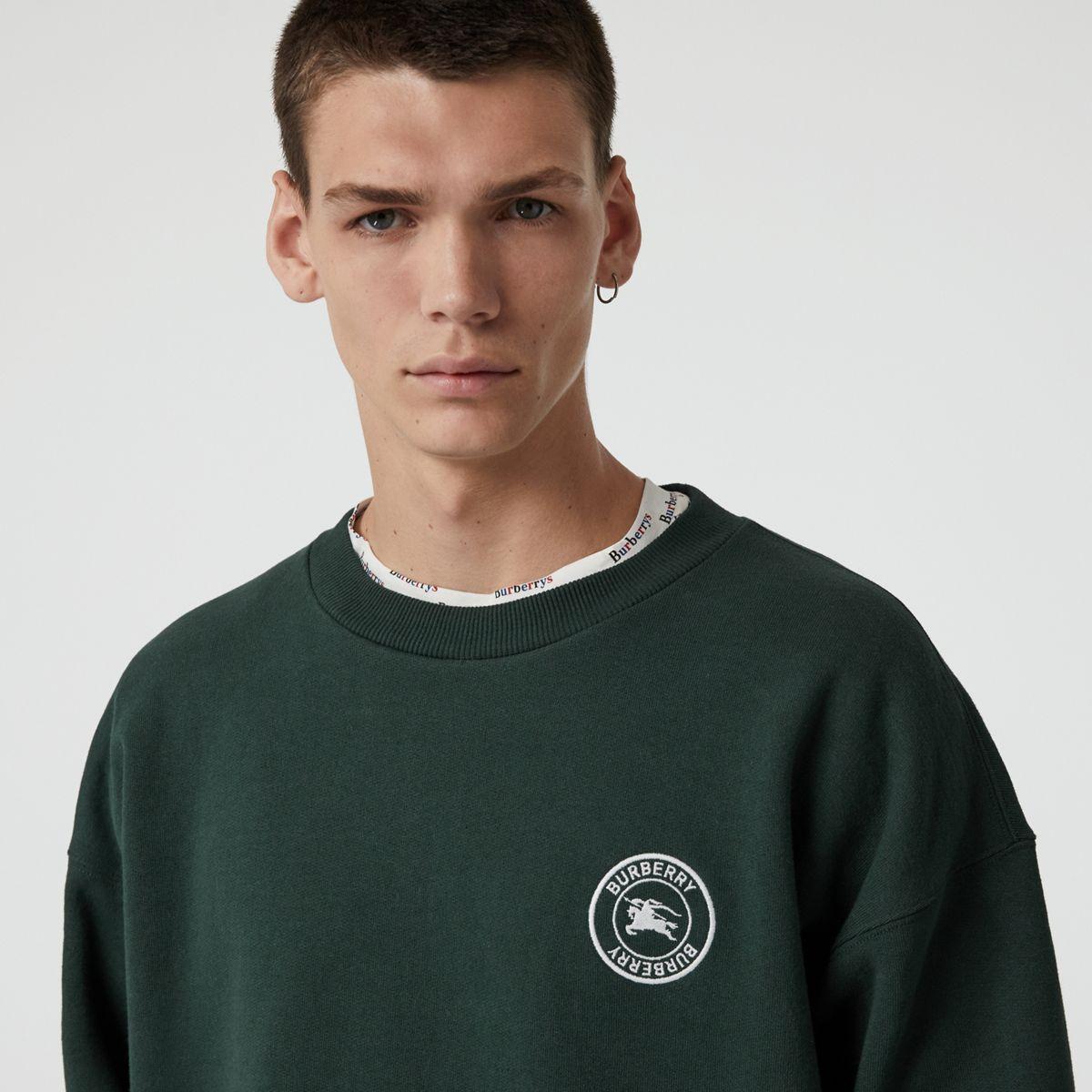 Burberry Embroidered Logo Jersey Sweatshirt in Green for Men | Lyst