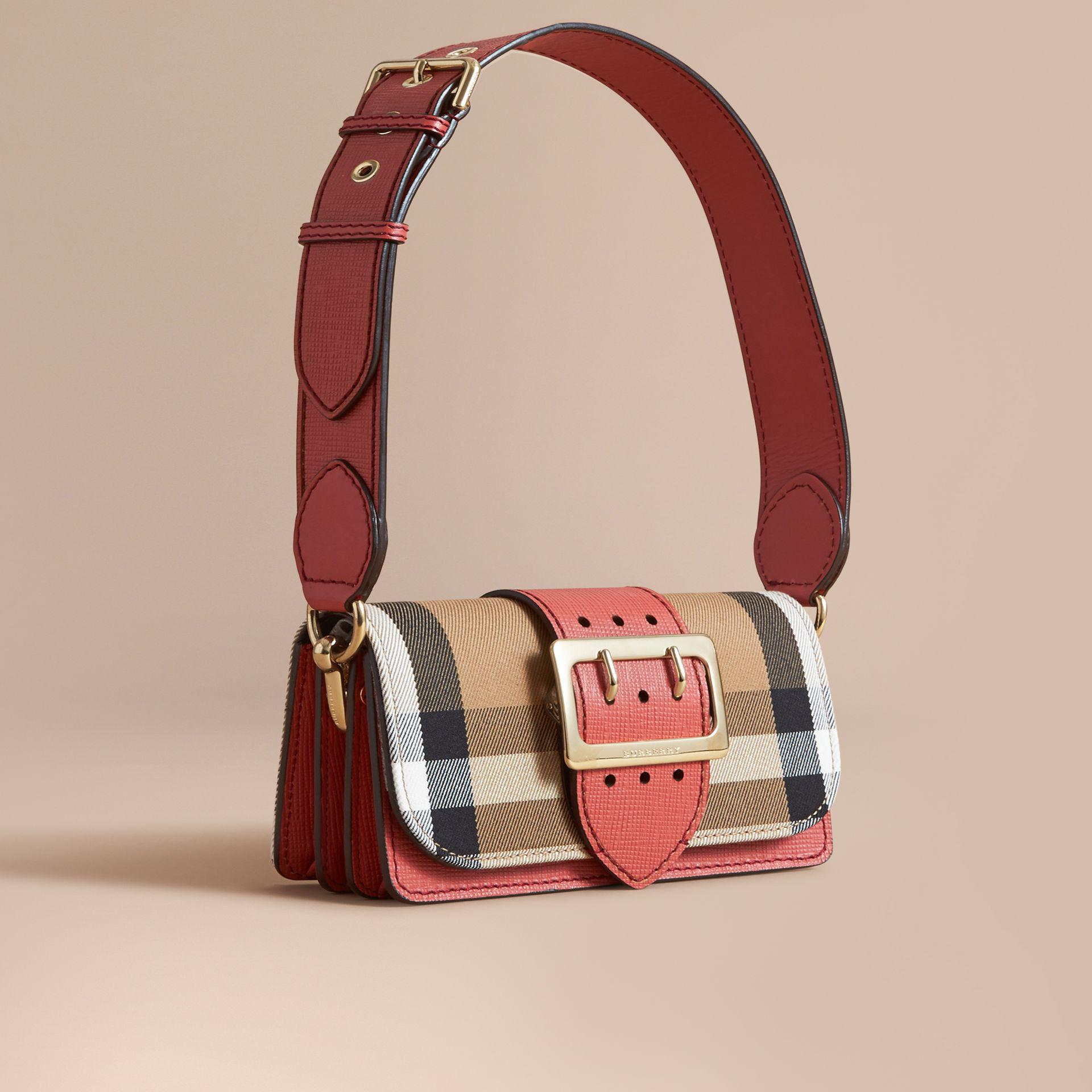 Burberry The Small Buckle Bag In House Check And Leather Cinnamon Red ...