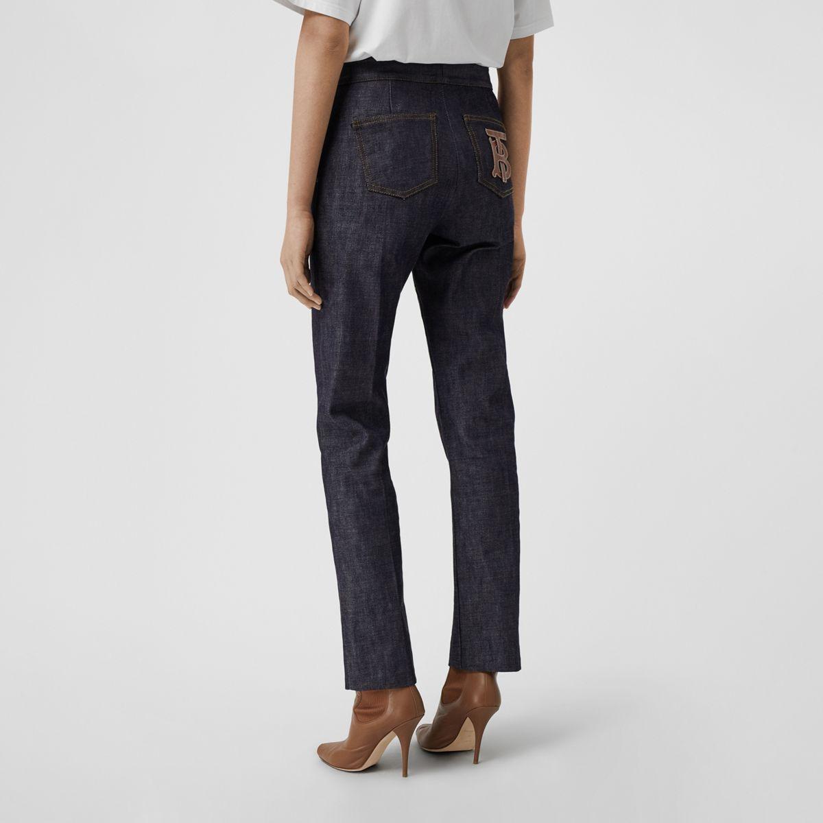 Burberry Japanese Cotton Jeans With Tb Logo in Blue | Lyst