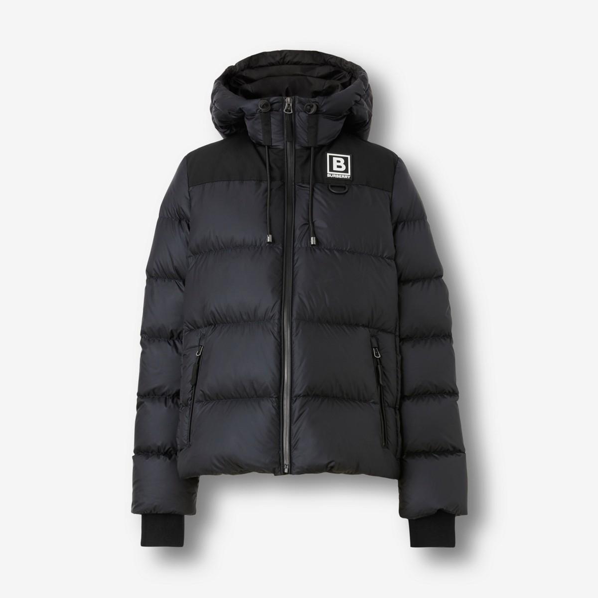 Burberry Letter Graphic Appliqué Nylon Hooded Puffer Jacket in Black | Lyst