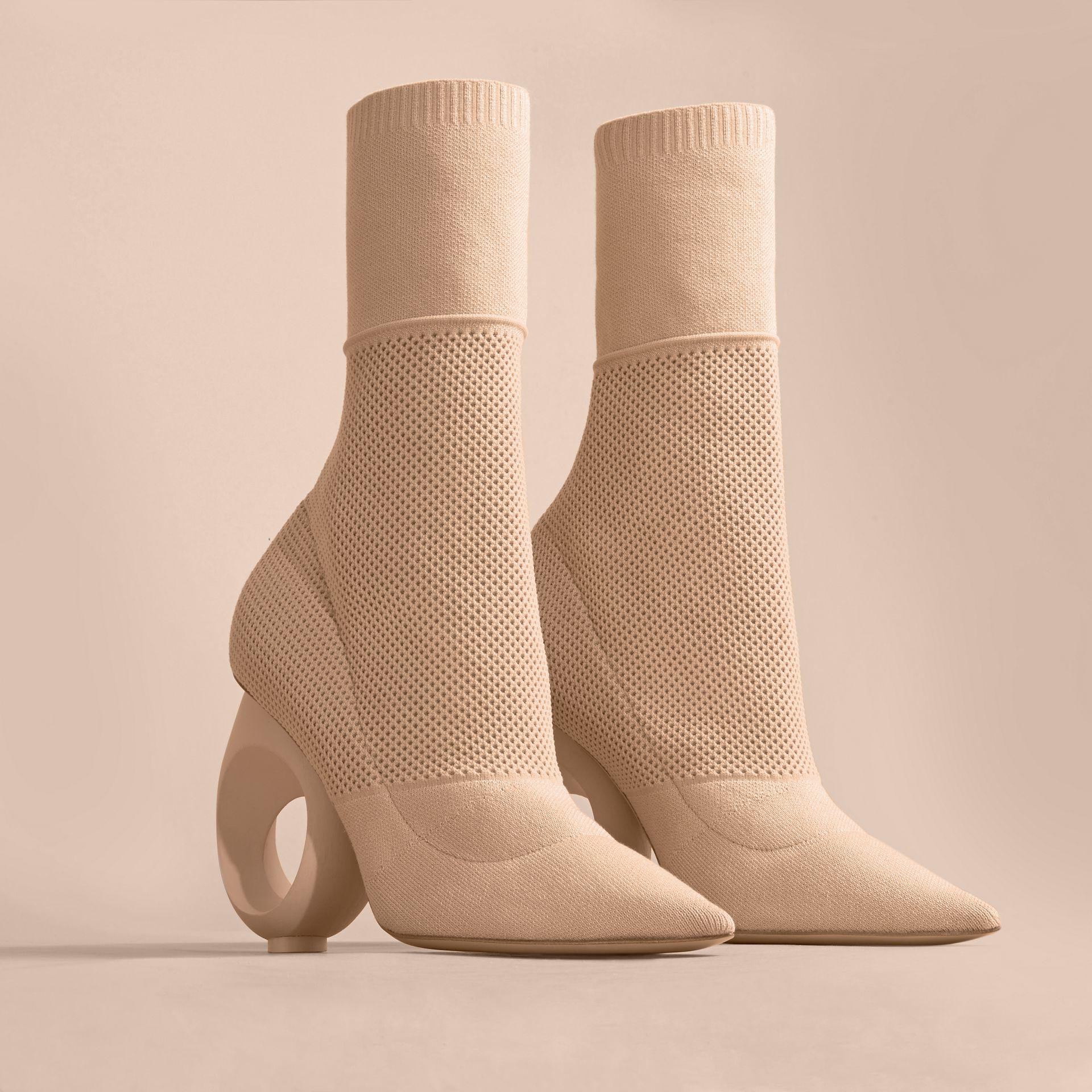 Burberry Cotton Mid-calf Knitted Boots With Sculpted Heel Nude in 