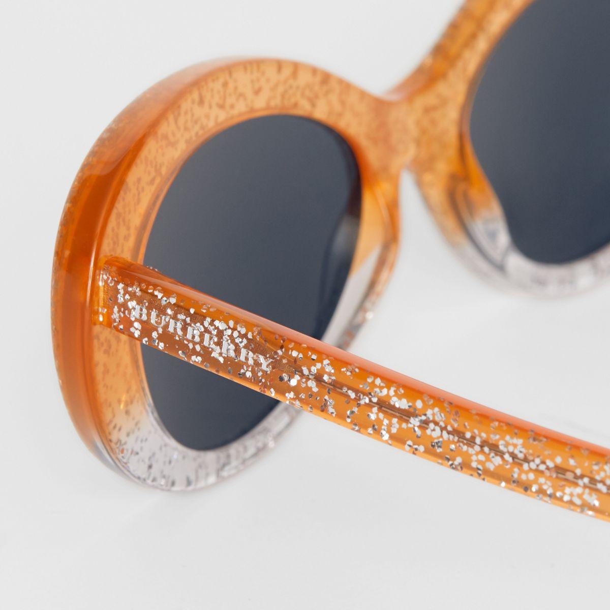 Burberry Women s Orange Glitter Cat eye Frame Sunglasses