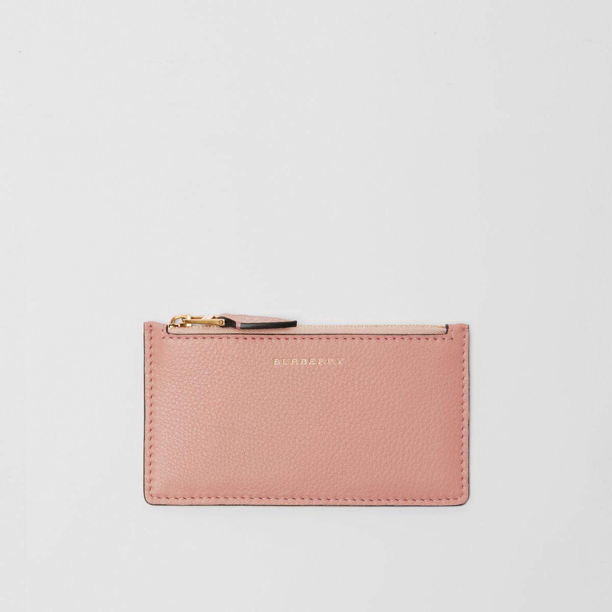 Burberry Two tone Leather Zip Card Case in Pink Lyst