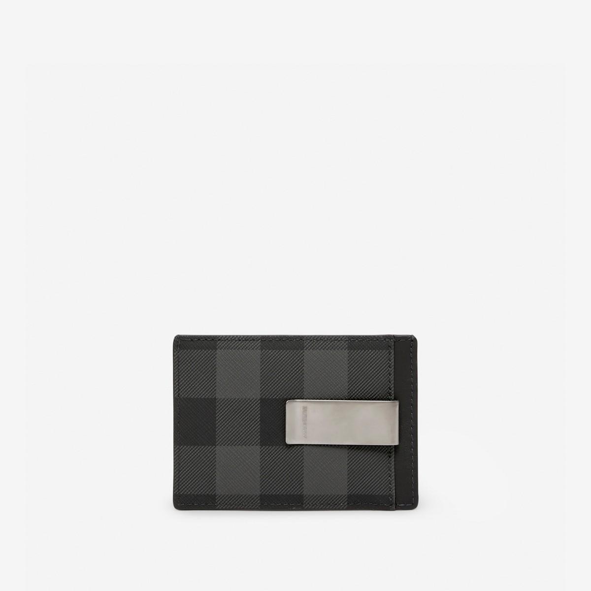 Burberry Charcoal Check Money Clip Card Case in Black for Men