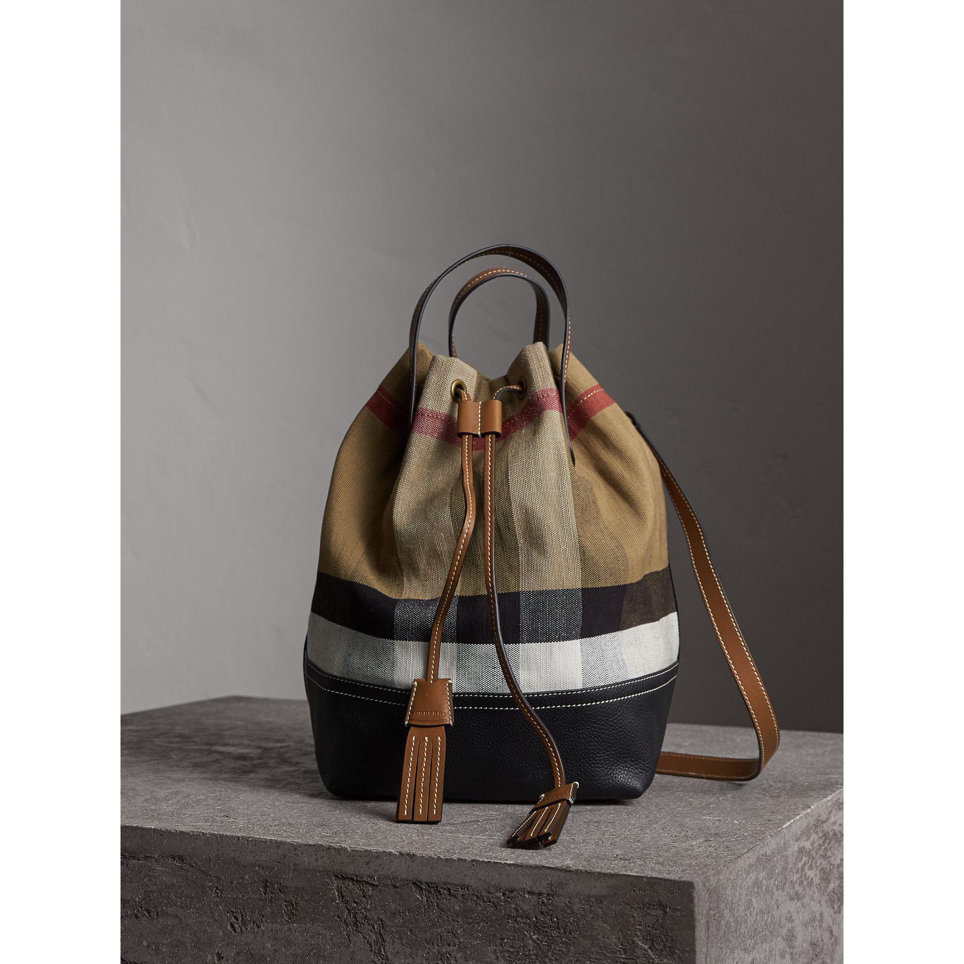 Burberry Canvas Check Bucket Bag | Lyst