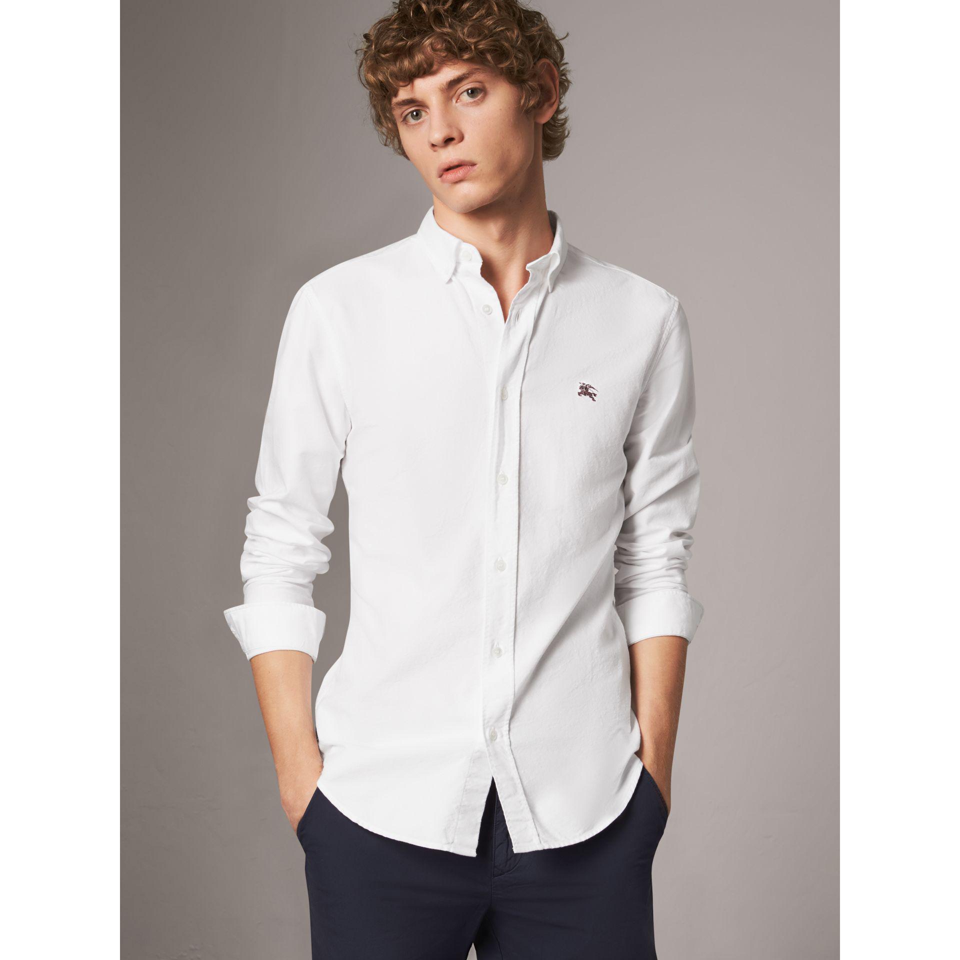 Lyst - Burberry Cotton Oxford Shirt White in Black for Men