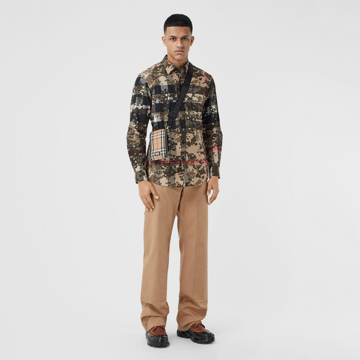 Burberry Camouflage Check Stretch Cotton Poplin Shirt for Men | Lyst
