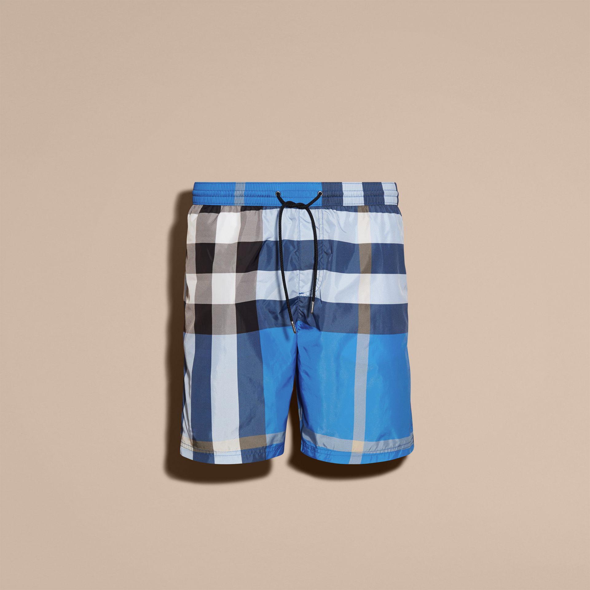 Burberry Check Swim Shorts Cerulean Blue for Men - Lyst