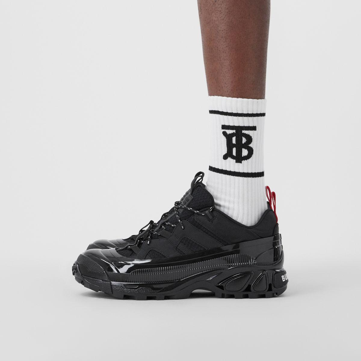 burberry nubuck and mesh sneakers