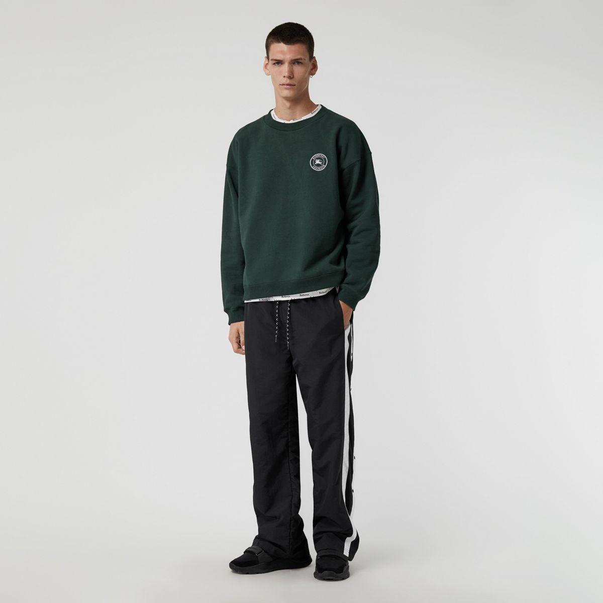 Burberry Embroidered Logo Jersey Sweatshirt in Green for Men | Lyst