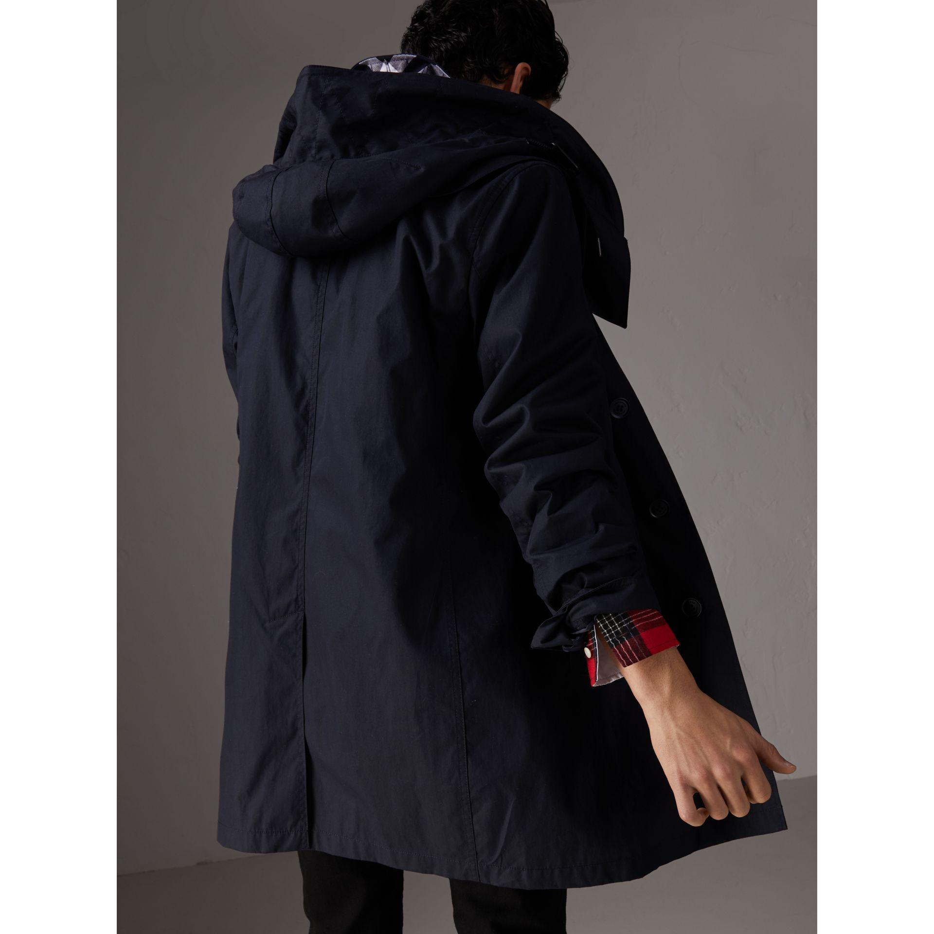 Burberry Detachable Hood Cotton Blend Car Coat With Warmer in Navy (Blue)  for Men - Lyst