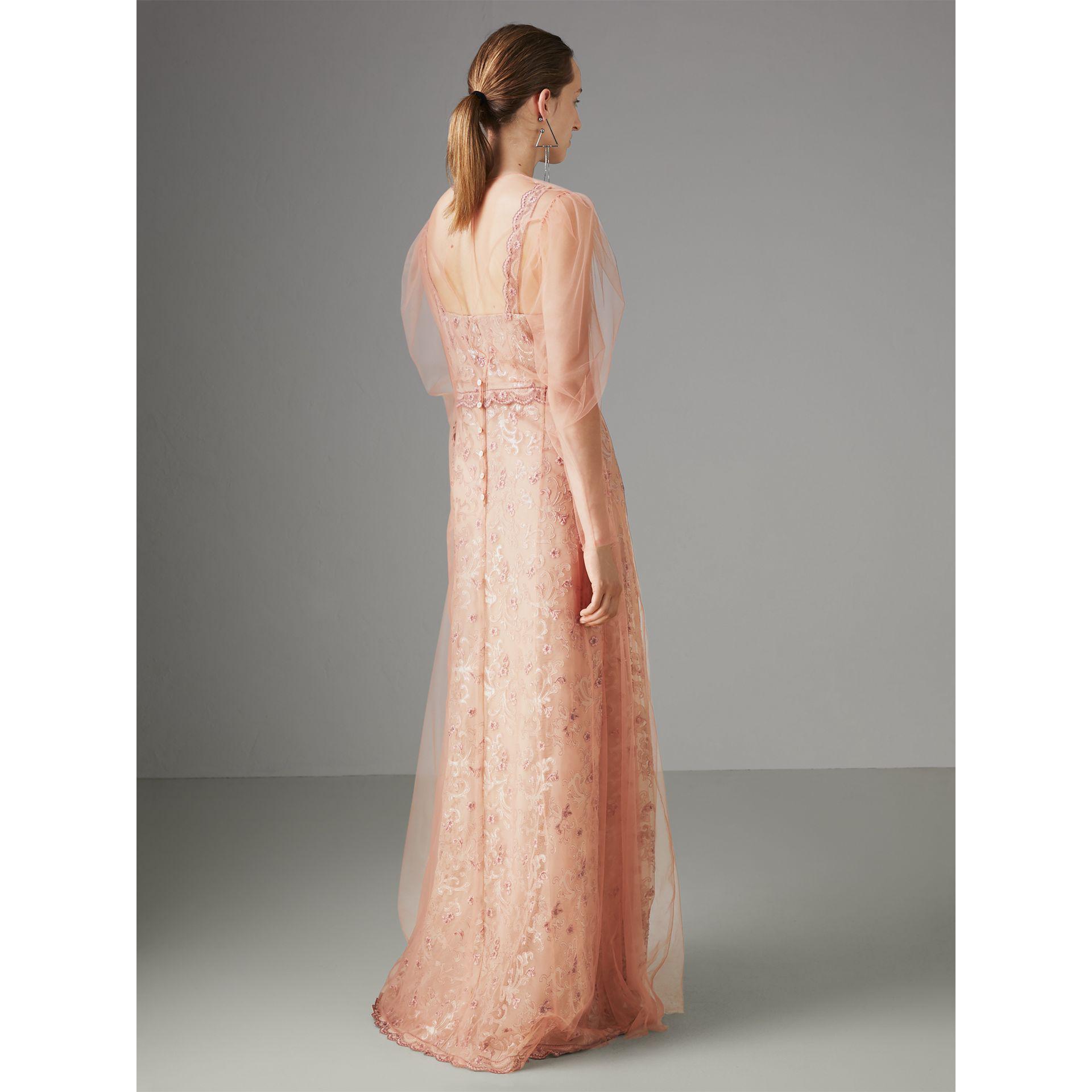 Burberry Lace Floral Embroidered Puff Sleeve Dress Lyst