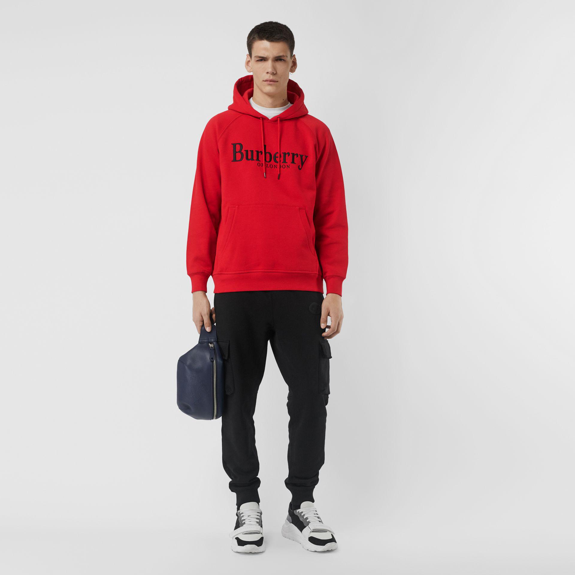 bright red hoodie