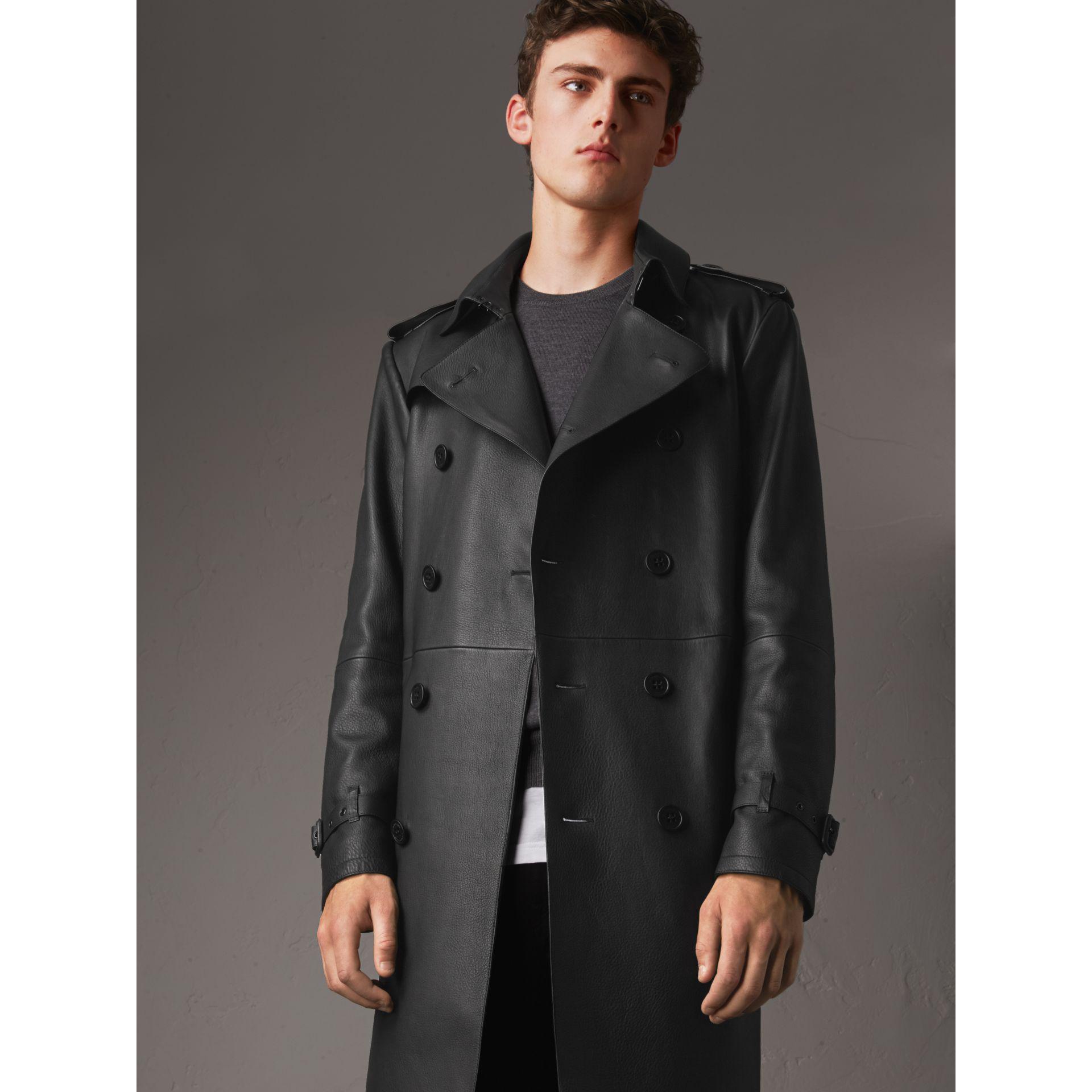 Burberry Leather Lambskin Trench Coat - Men | in Black for Men | Lyst