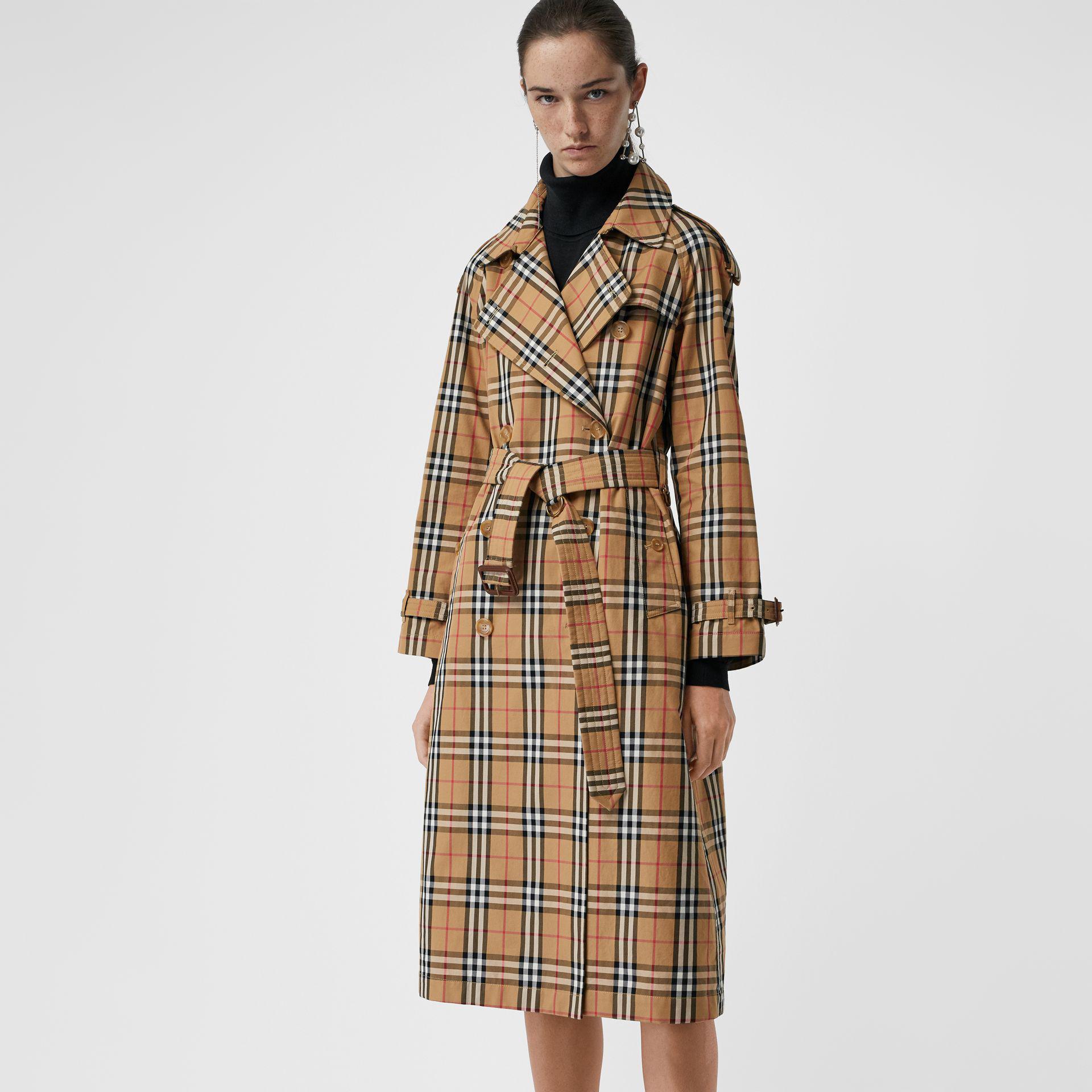 Burberry Vintage Check Cotton Trench Coat | Lyst