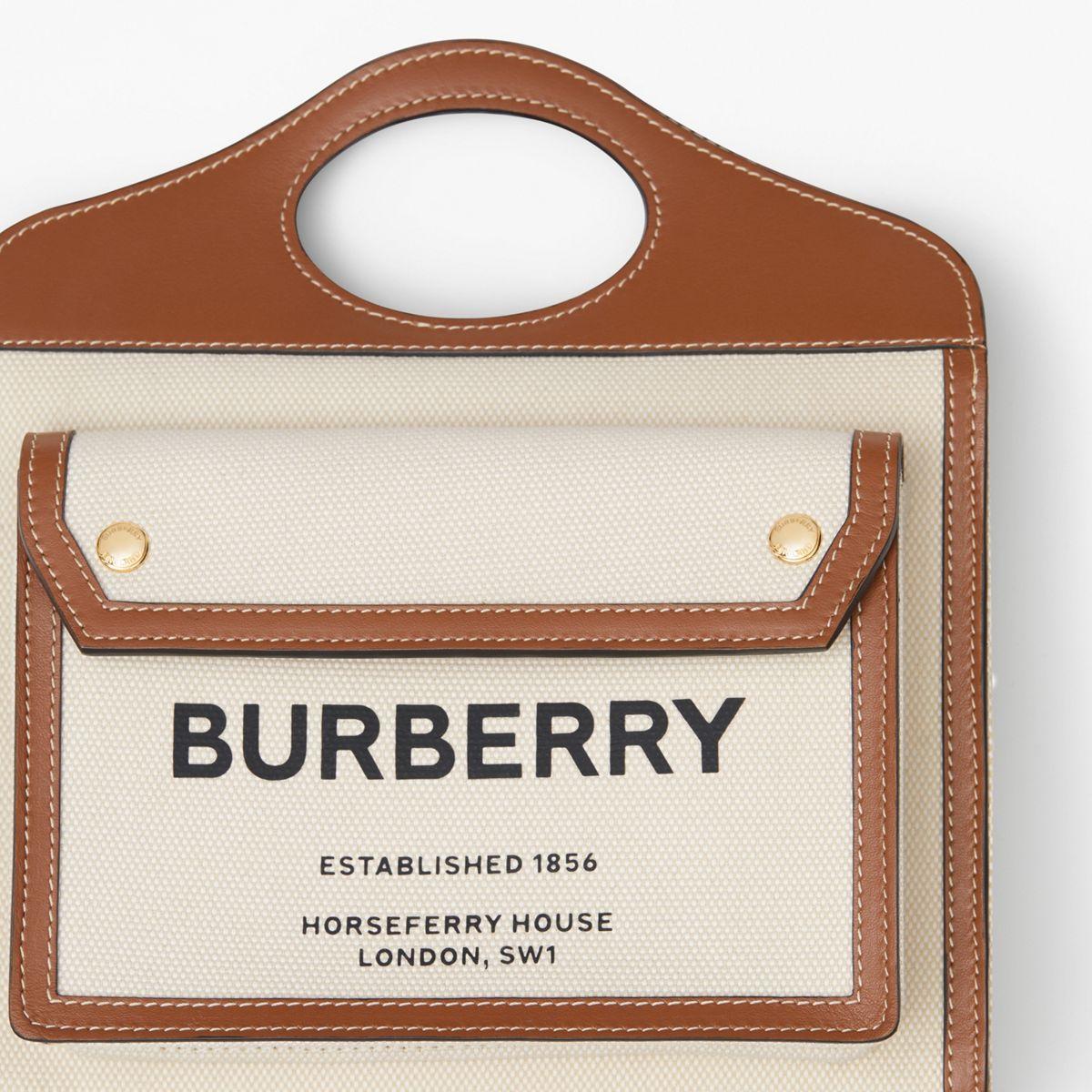 mini two tone canvas and leather tb bag