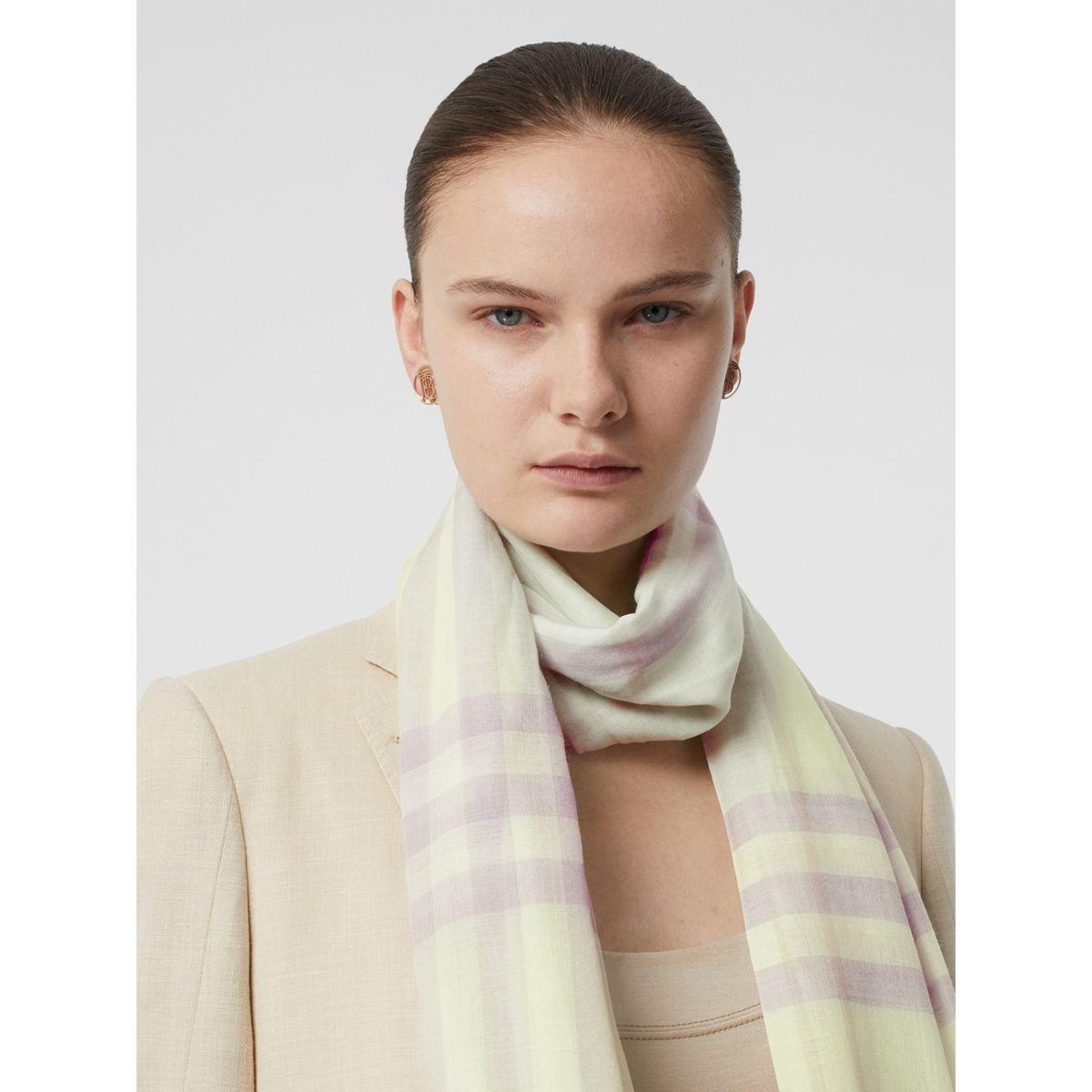 burberry large check gauze scarf