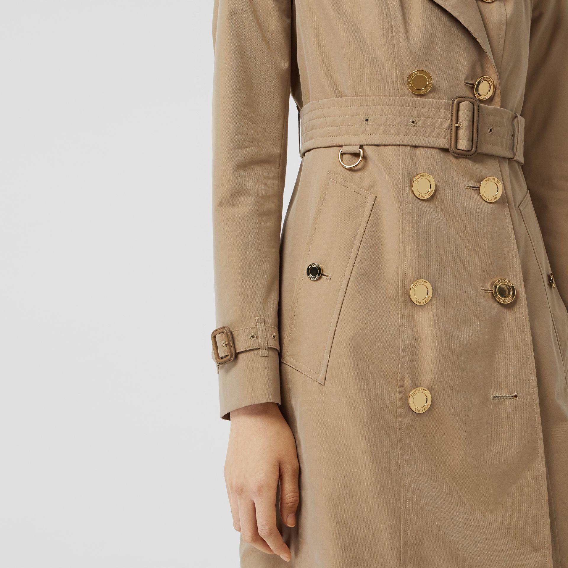 Burberry Gold Button Cotton Gabardine Trench Coat in Natural | Lyst UK