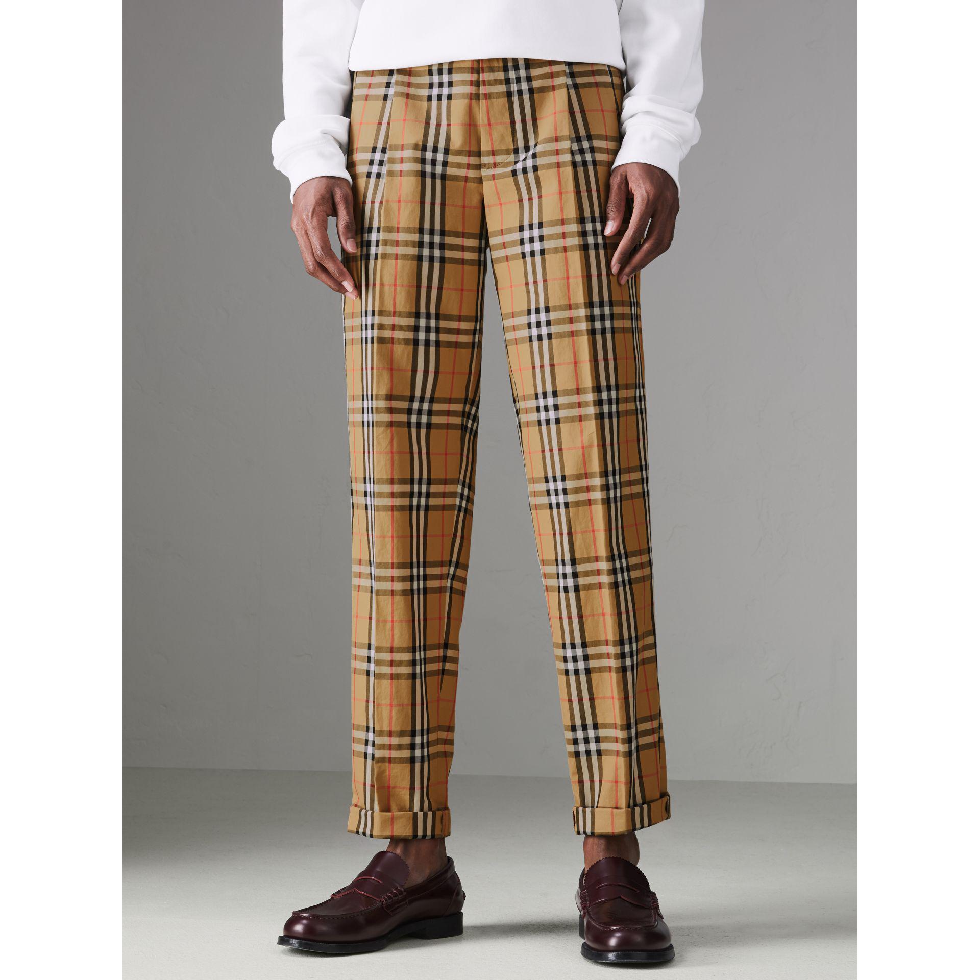 Burberry Vintage Check Cotton Trousers for Men | Lyst