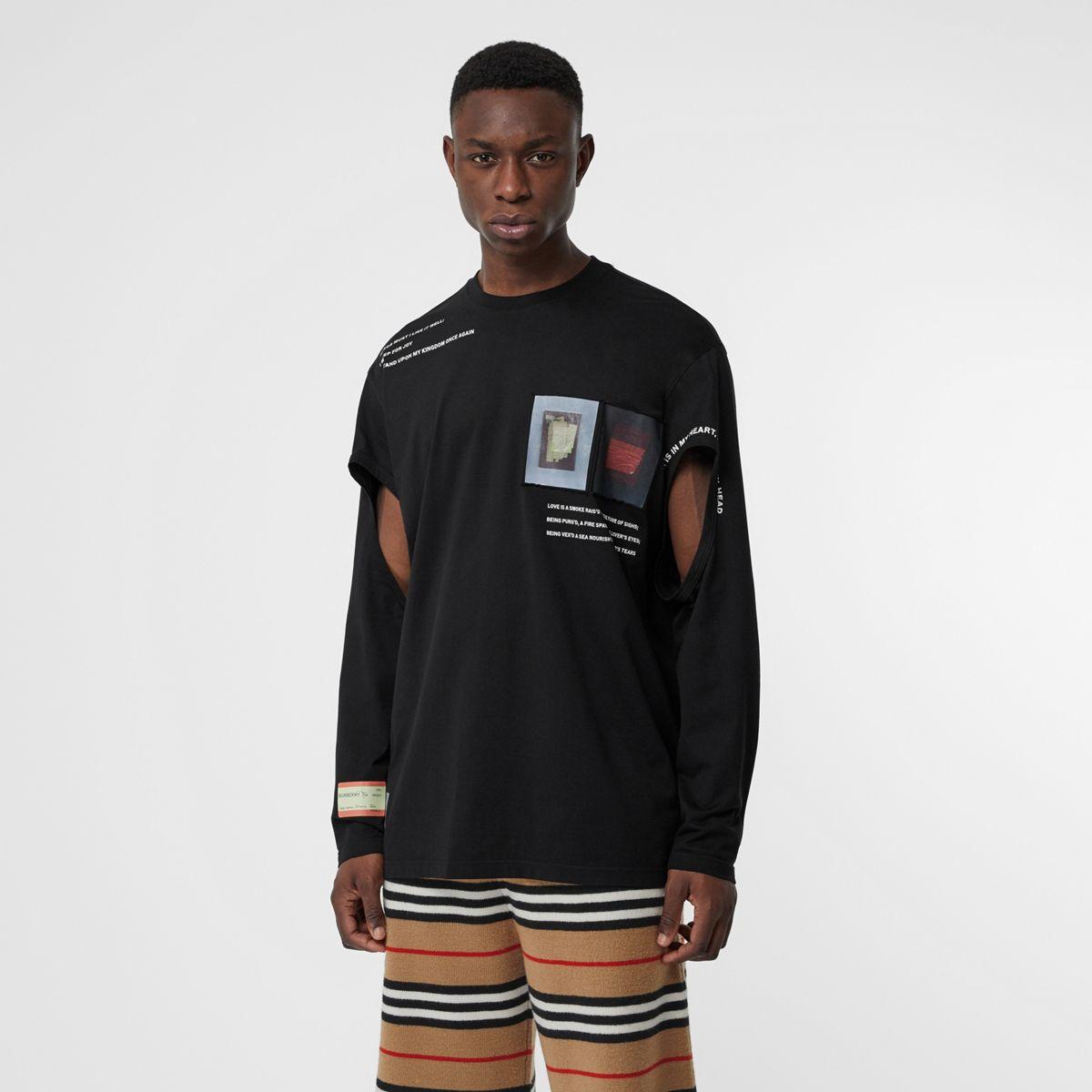 burberry cut out montage shirt