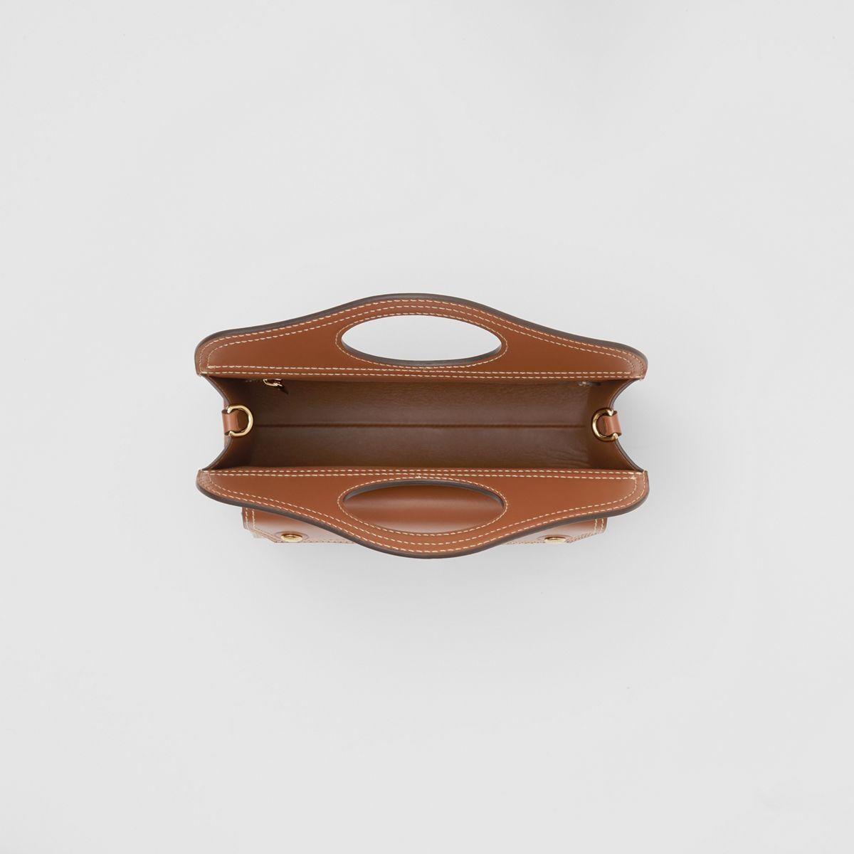 Burberry Mini Topstitched Leather Pocket Bag in Brown | Lyst