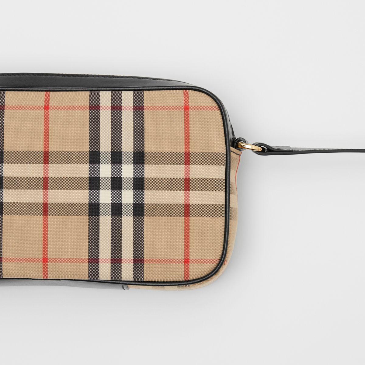 Burberry small vintage check & leather camera bag sale