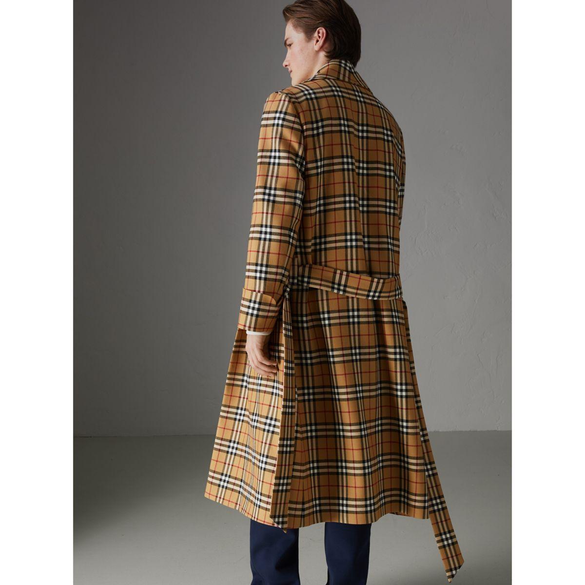 reissued vintage check dressing gown coat